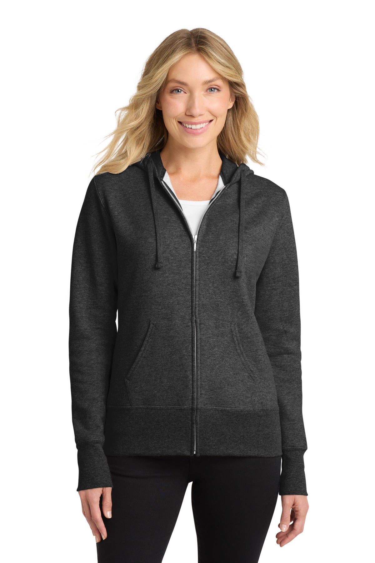 Custom Embroidered or DTF Print on Port & Co ™  Women's Core Fleece Full-Zip Hooded Sweatshirt. LPC78ZH
