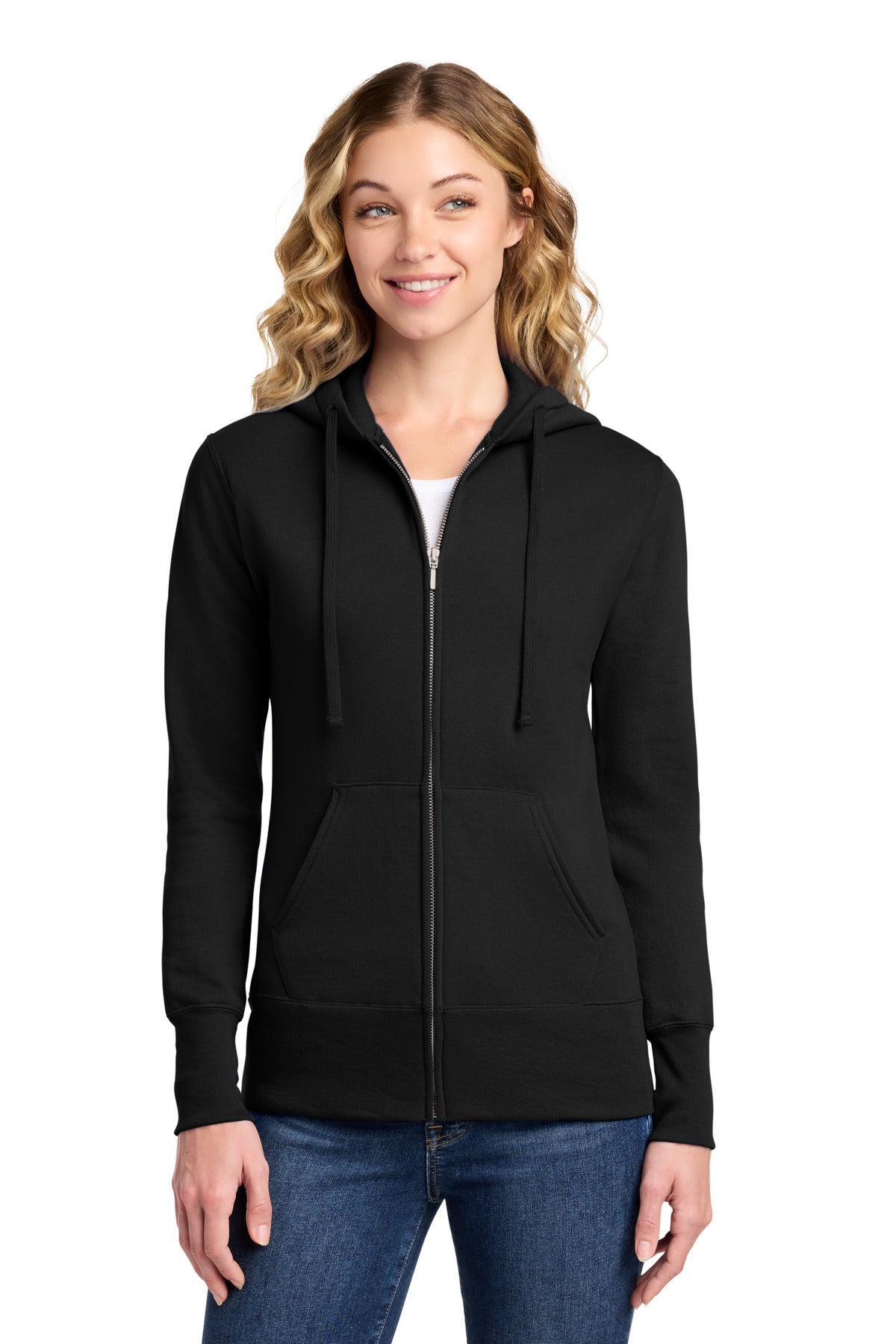 Custom Embroidery or DTF Print - Port & Co ®  Women's Core Fleece Full-Zip Hooded Sweatshirt. LPC78ZH