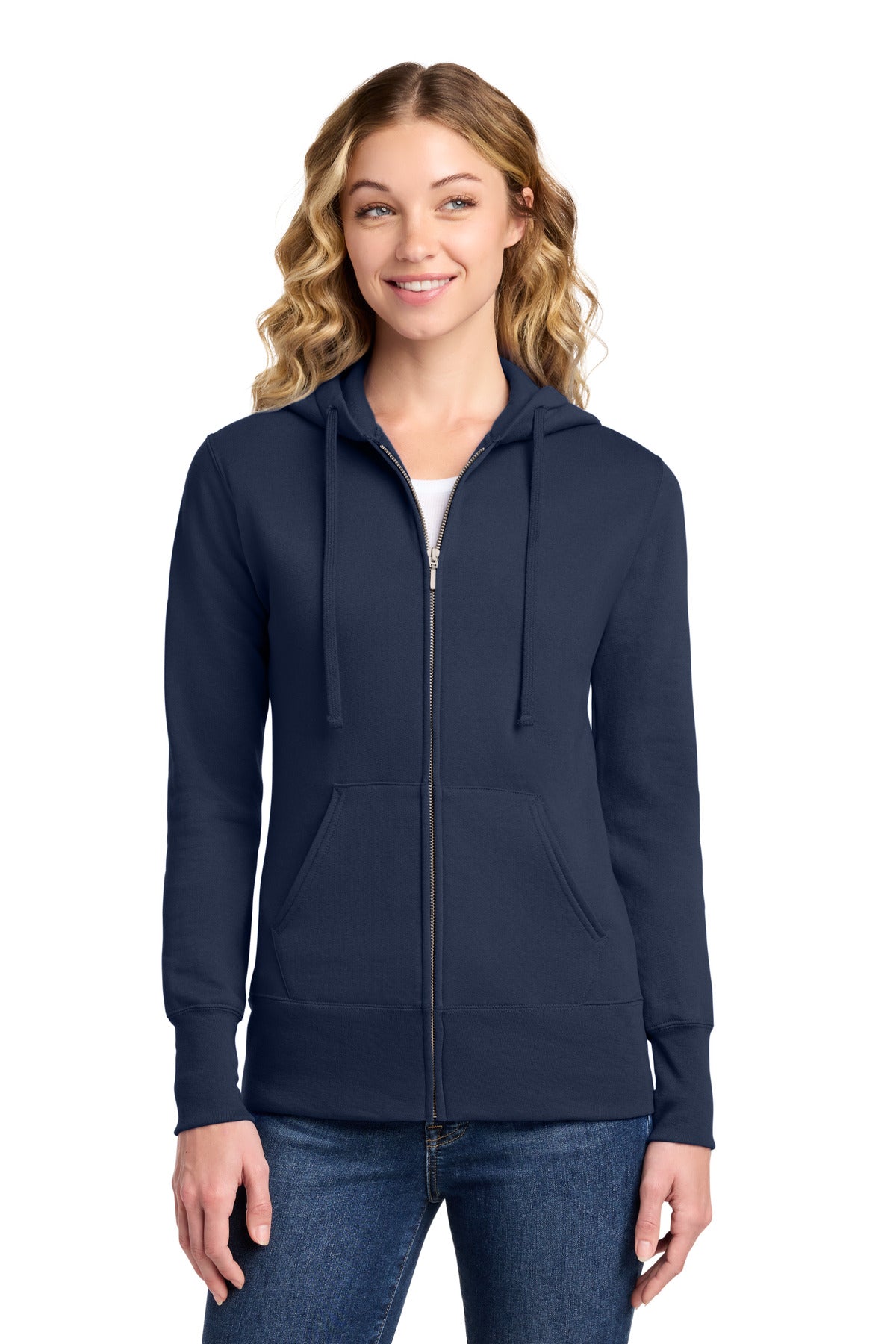 Custom Embroidery or DTF Print - Port & Co ®  Women's Core Fleece Full-Zip Hooded Sweatshirt. LPC78ZH