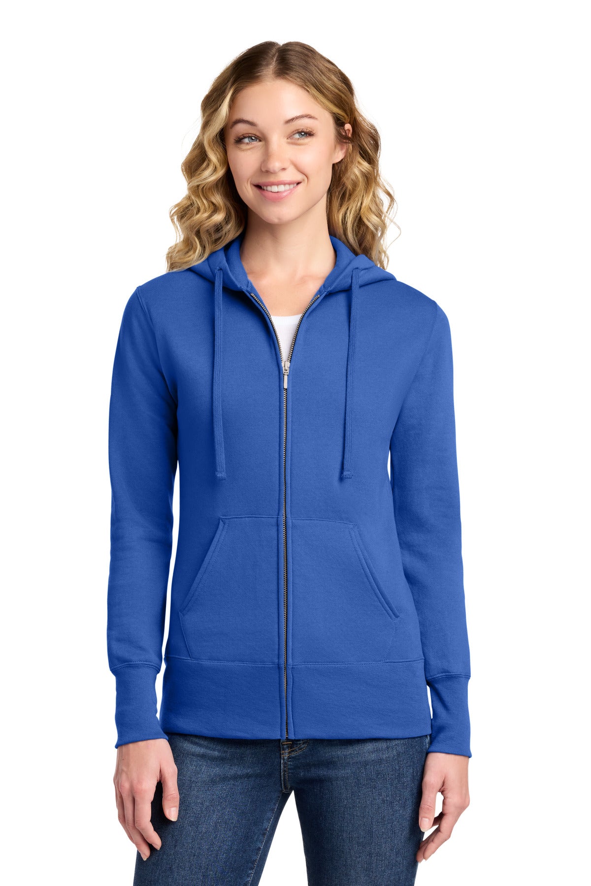 Custom Embroidery or DTF Print - Port & Co ®  Women's Core Fleece Full-Zip Hooded Sweatshirt. LPC78ZH