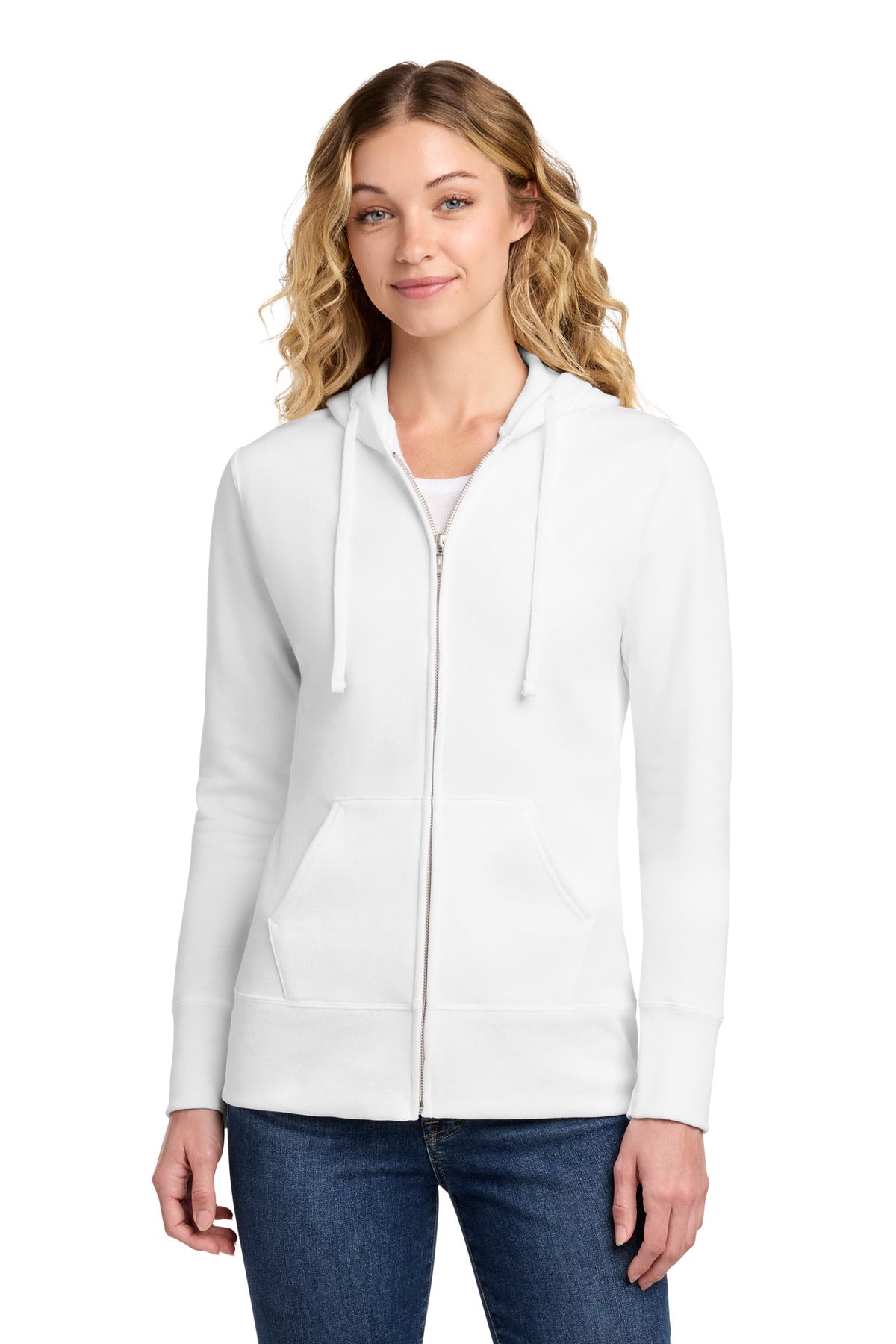 Custom Embroidery or DTF Print - Port & Co ®  Women's Core Fleece Full-Zip Hooded Sweatshirt. LPC78ZH