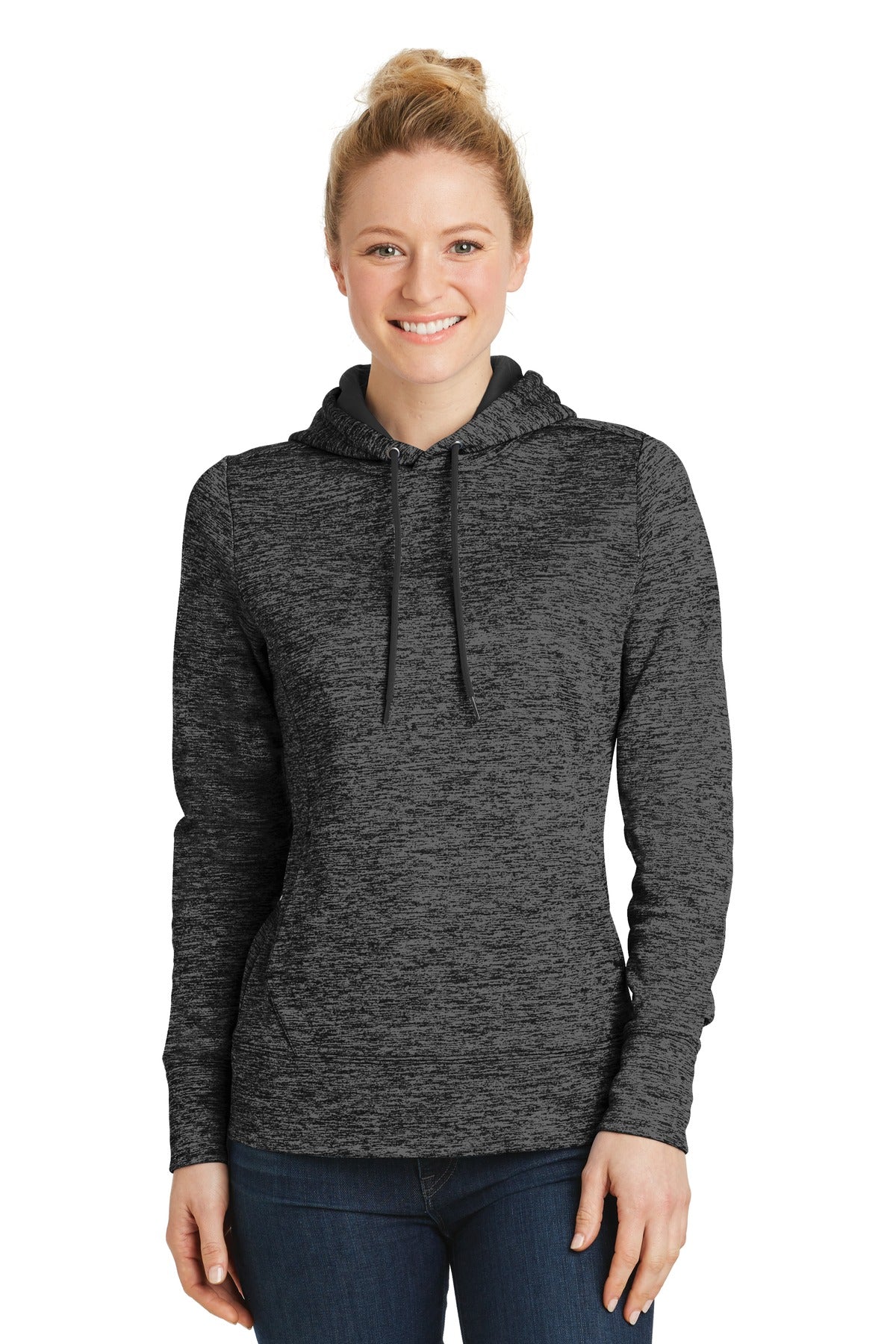 Custom Embroidered - Sport-Tek® Ladies PosiCharge® Electric Heather Fleece Hooded Pullover. LST225