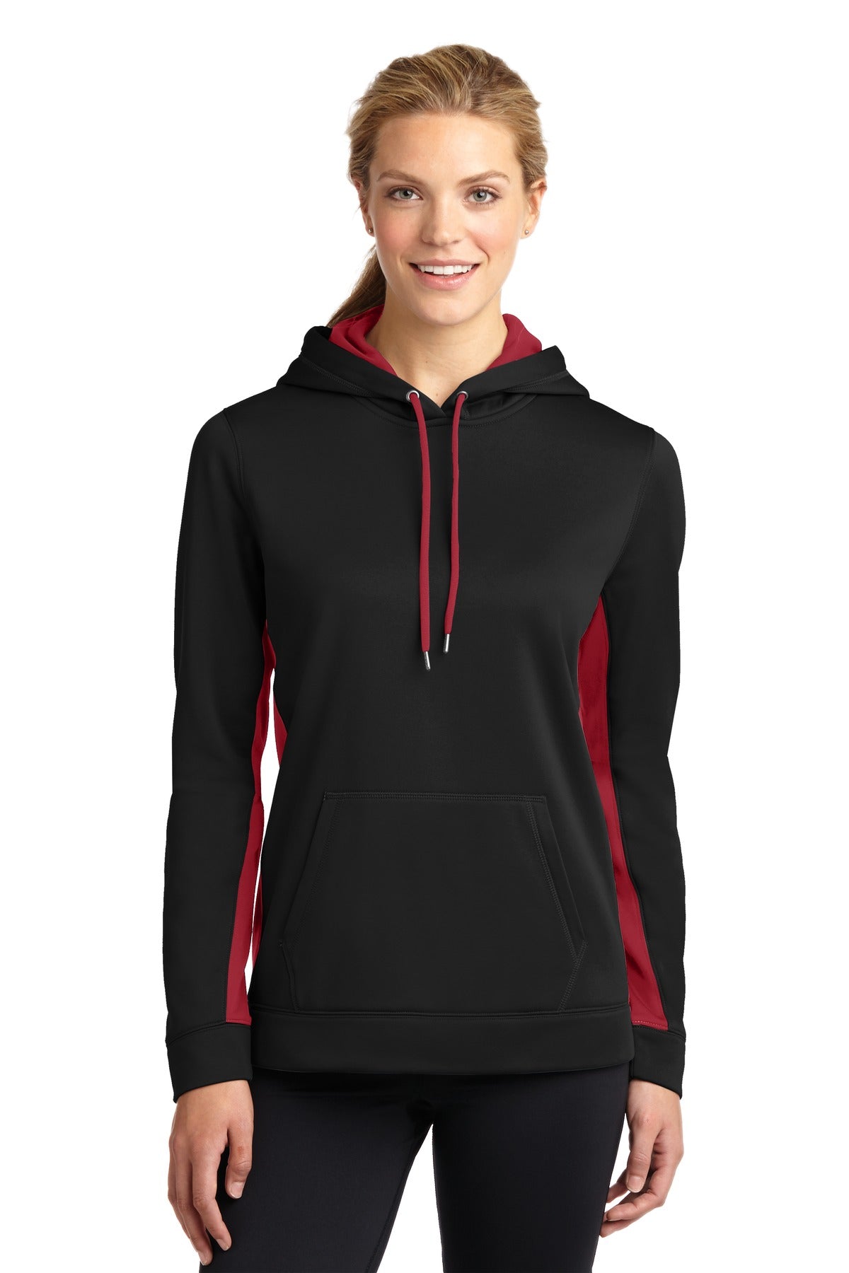 Custom Embroidered - Sport-Tek® Ladies Sport-Wick® Fleece Colorblock Hooded Pullover. LST235