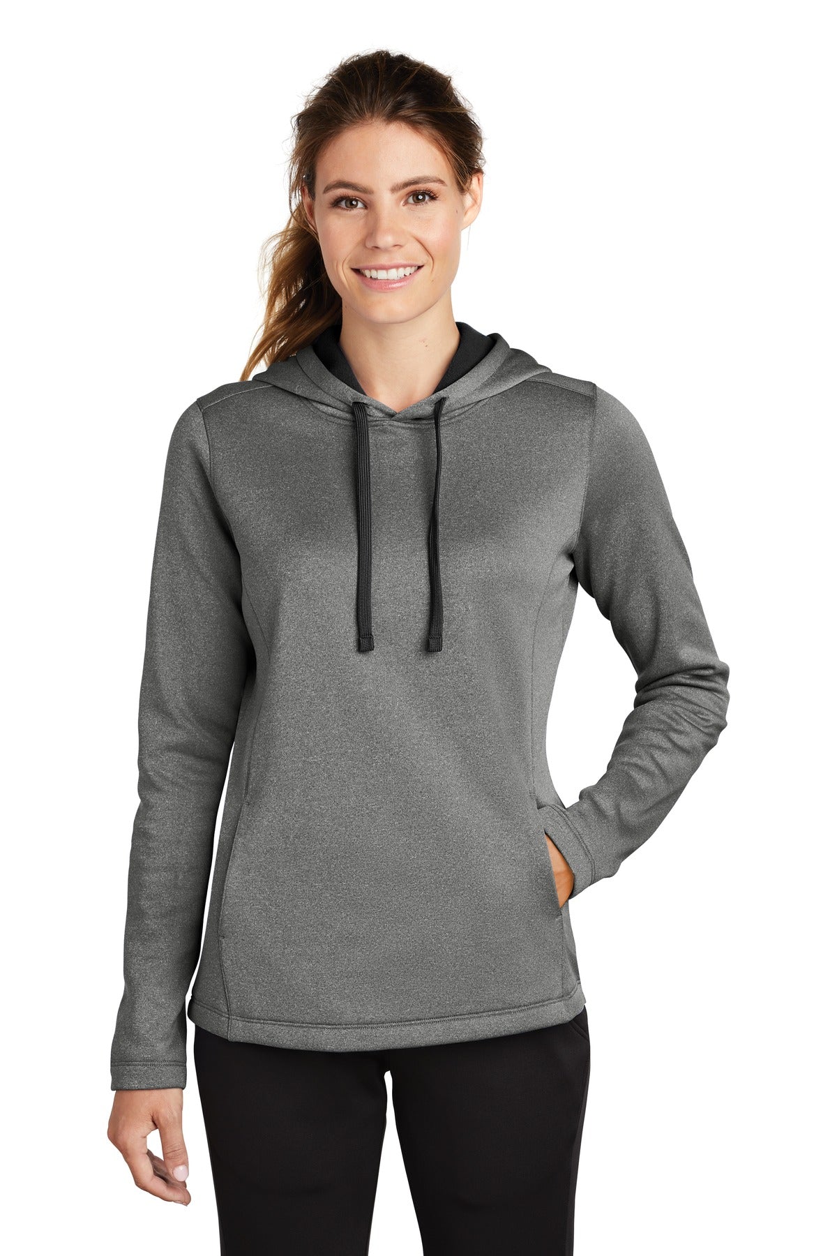 Custom Embroidered - Sport-Tek ® Ladies PosiCharge ® Sport-Wick ® Heather Fleece Hooded Pullover. LST264