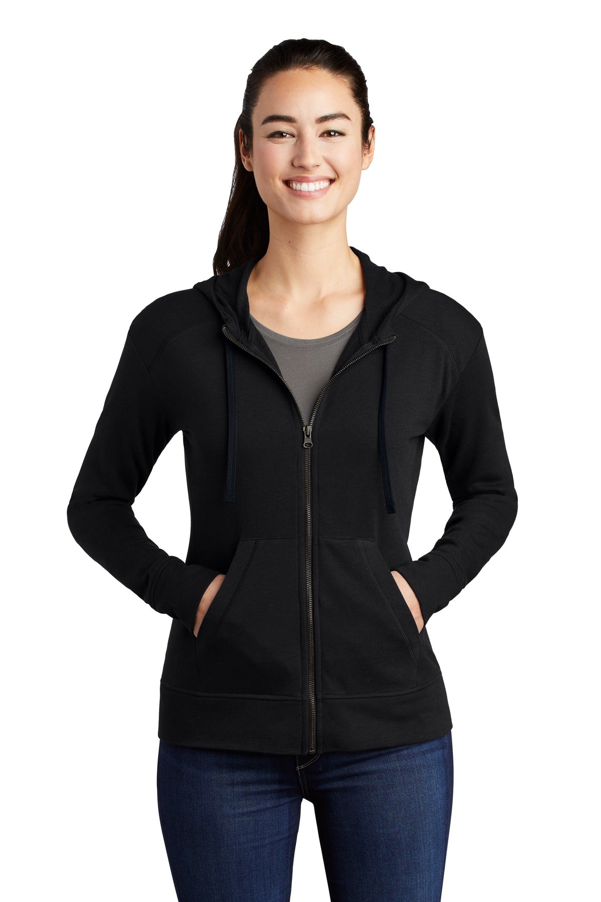 Custom Embroidered - Sport-Tek ® Ladies PosiCharge ® Tri-Blend Wicking Fleece Full-Zip Hooded Jacket LST293