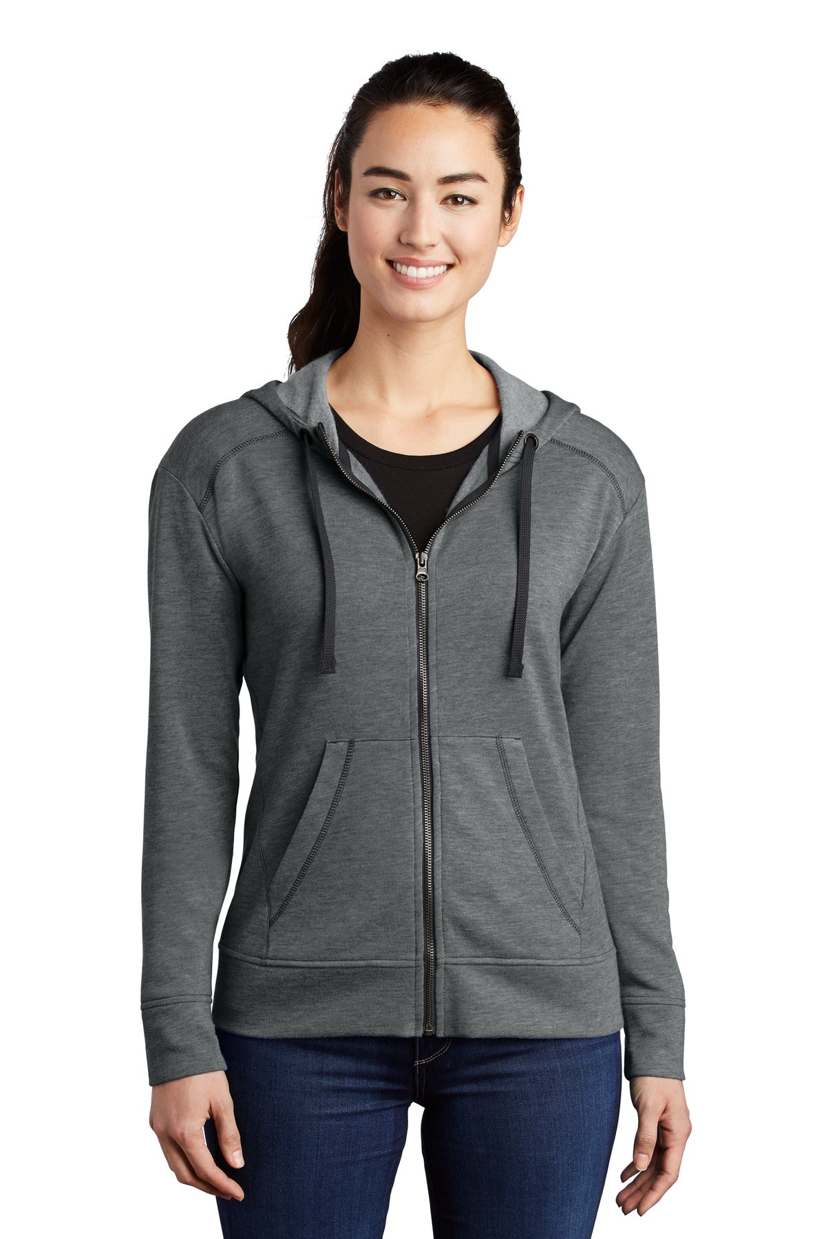 Custom Embroidered - Sport-Tek ® Ladies PosiCharge ® Tri-Blend Wicking Fleece Full-Zip Hooded Jacket LST293