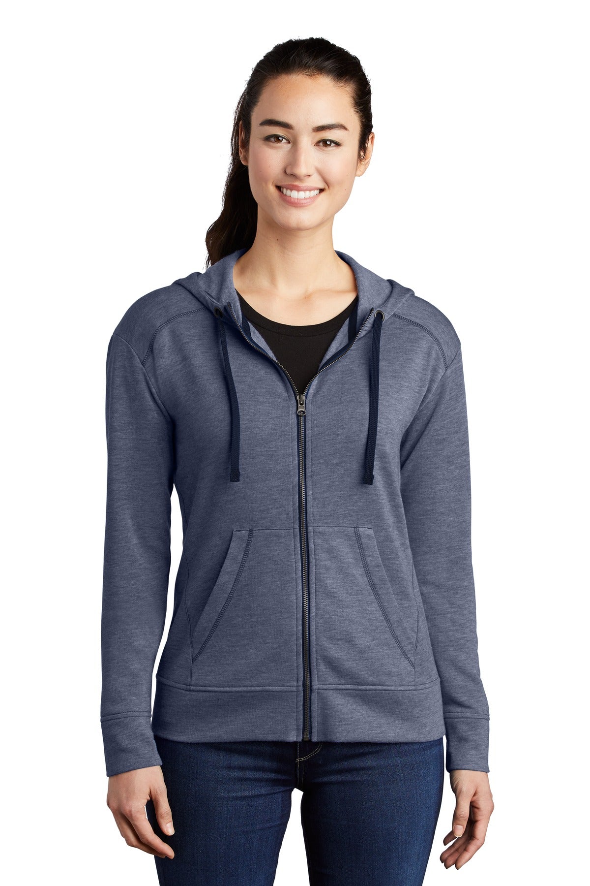 Custom Embroidered - Sport-Tek ® Ladies PosiCharge ® Tri-Blend Wicking Fleece Full-Zip Hooded Jacket LST293