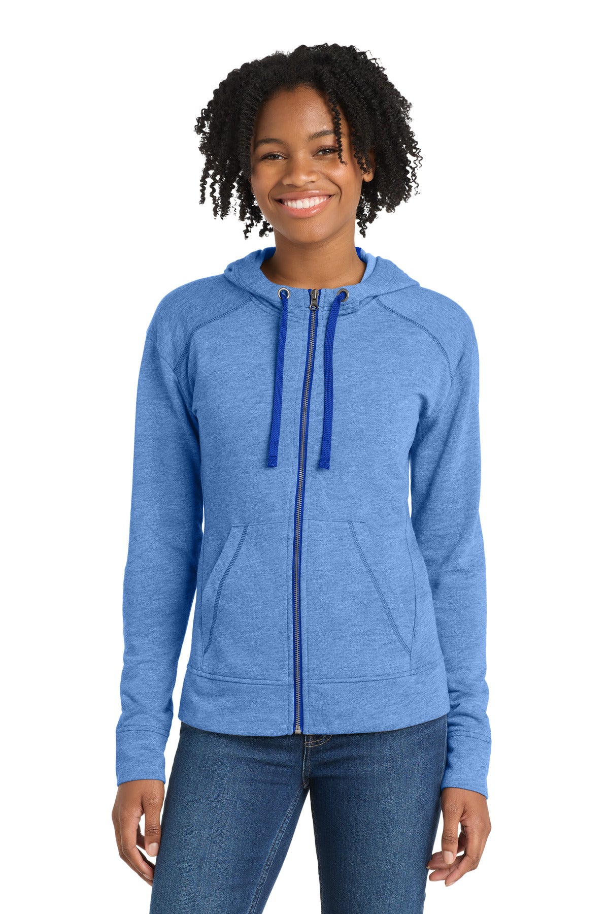 Custom Embroidery or DTF Print - Sport-Tek  ®  Women's PosiCharge  ®  Tri-Blend Wicking Fleece Full-Zip Hooded Jacket LST293