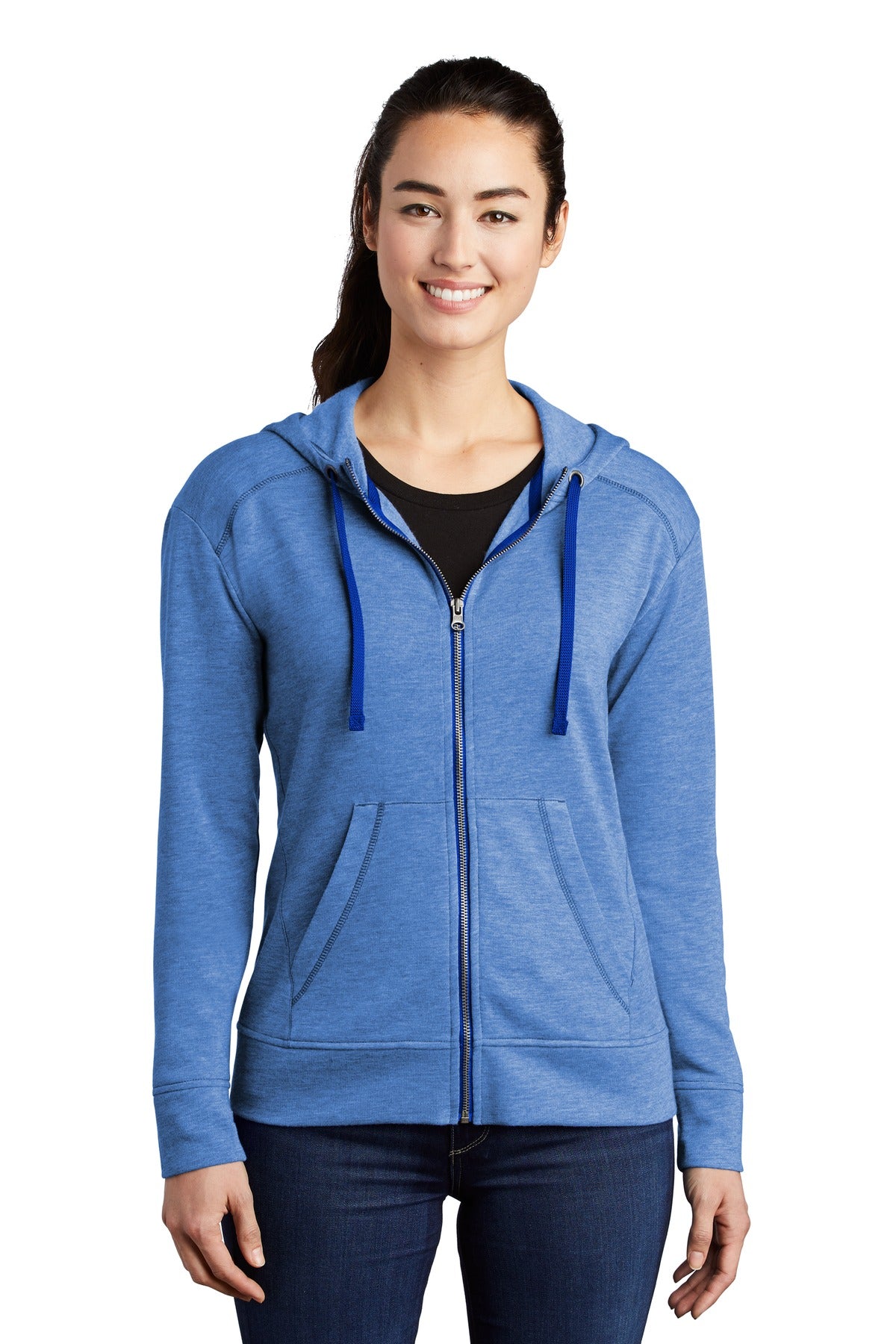 Custom Embroidered - Sport-Tek ® Ladies PosiCharge ® Tri-Blend Wicking Fleece Full-Zip Hooded Jacket LST293