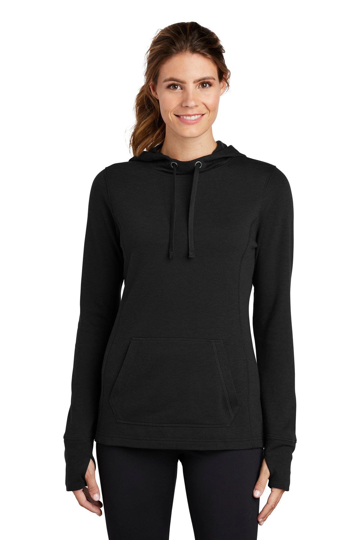 Custom Embroidered - Sport-Tek ® Ladies PosiCharge ® Tri-Blend Wicking Fleece Hooded Pullover. LST296