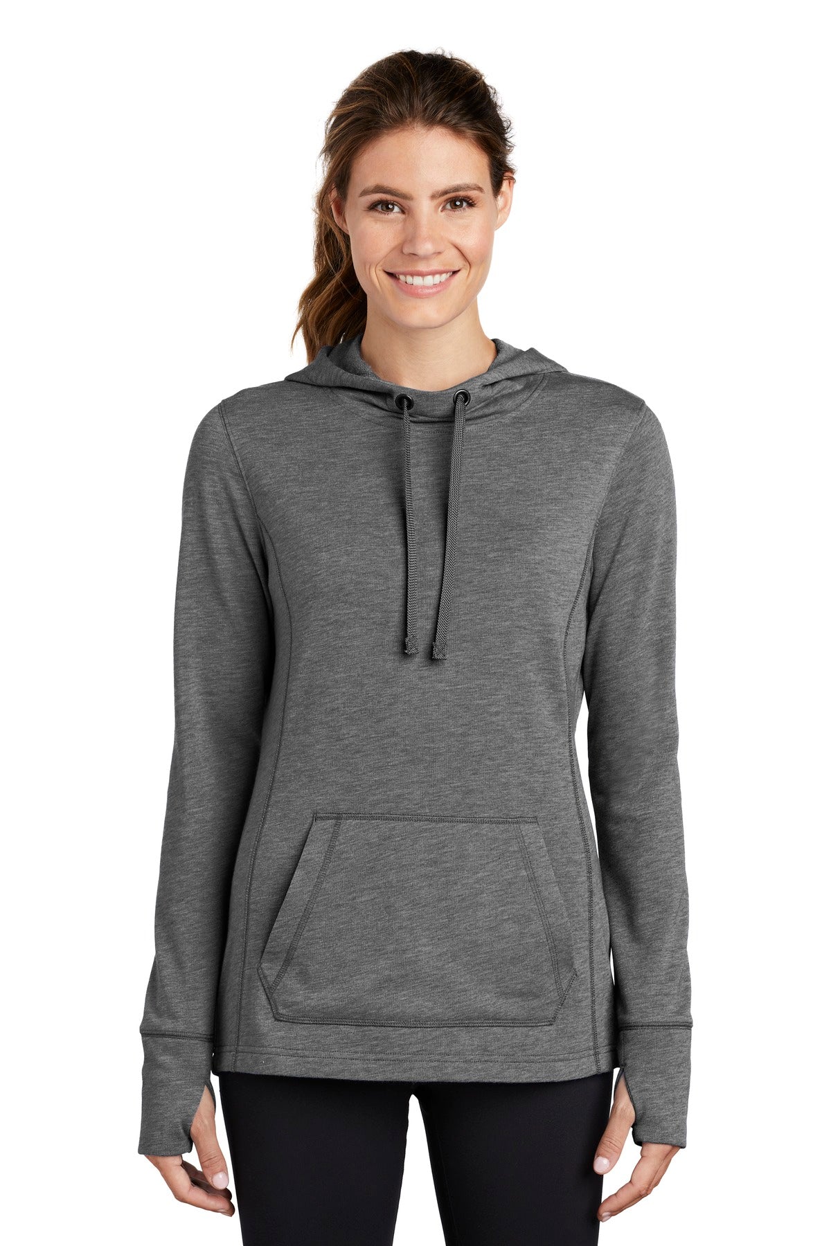 Custom Embroidered - Sport-Tek ® Ladies PosiCharge ® Tri-Blend Wicking Fleece Hooded Pullover. LST296