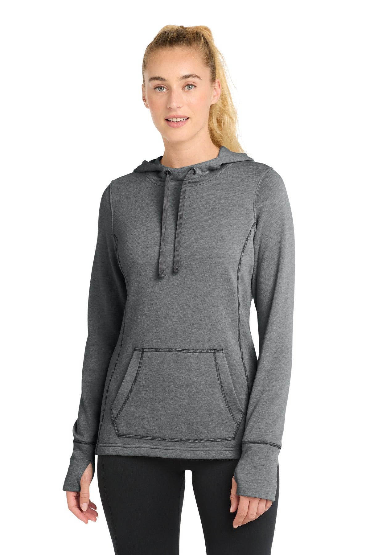 Custom Embroidery or DTF Print - Sport-Tek  ®  Women's PosiCharge  ®  Tri-Blend Wicking Fleece Hooded Pullover. LST296