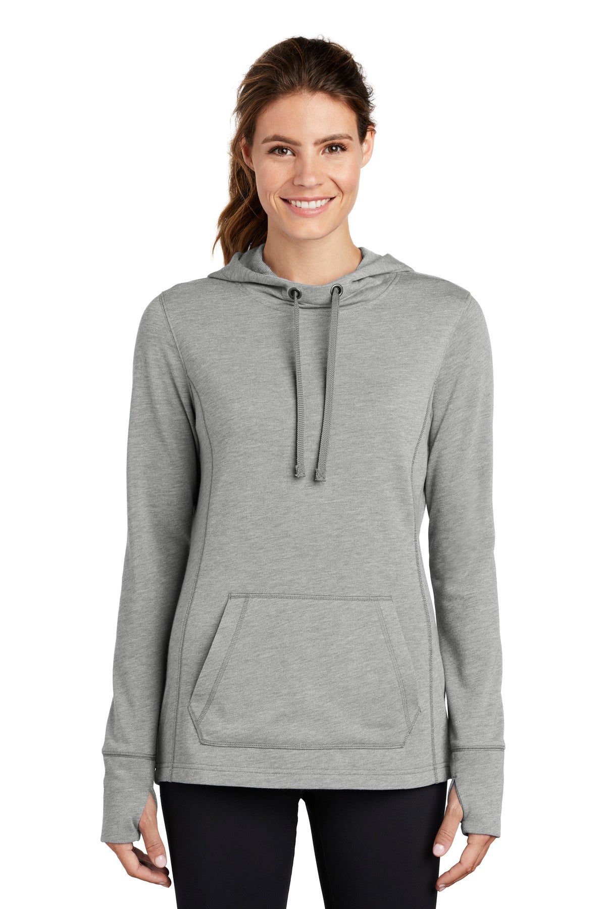 Custom Embroidered - Sport-Tek ® Ladies PosiCharge ® Tri-Blend Wicking Fleece Hooded Pullover. LST296