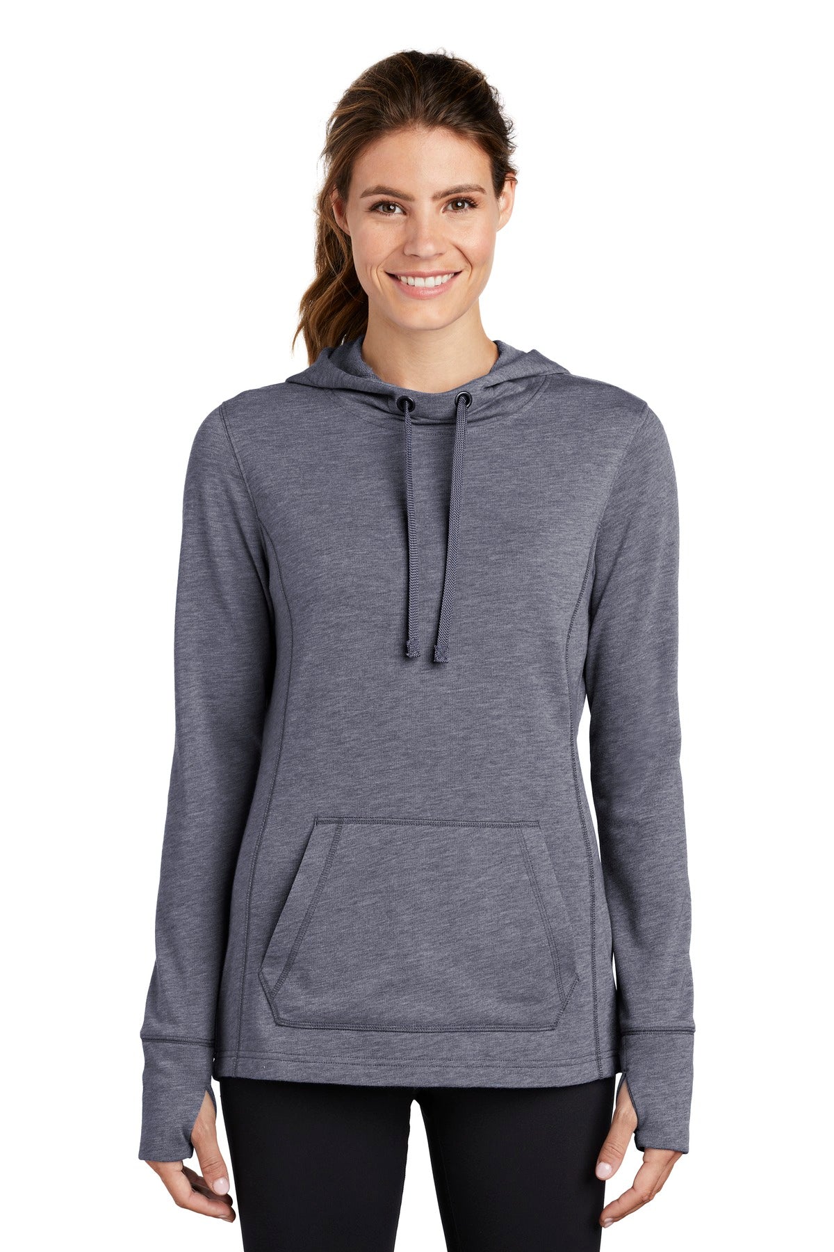 Custom Embroidered - Sport-Tek ® Ladies PosiCharge ® Tri-Blend Wicking Fleece Hooded Pullover. LST296