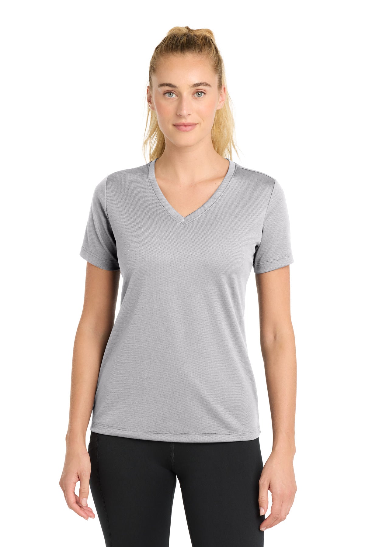 Custom Embroidery or DTF Print - Sport-Tek ®  Women's PosiCharge ®  RacerMesh ®  V-Neck Tee. LST340