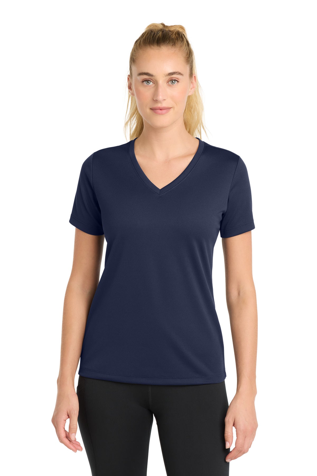 Custom Embroidery or DTF Print - Sport-Tek ®  Women's PosiCharge ®  RacerMesh ®  V-Neck Tee. LST340
