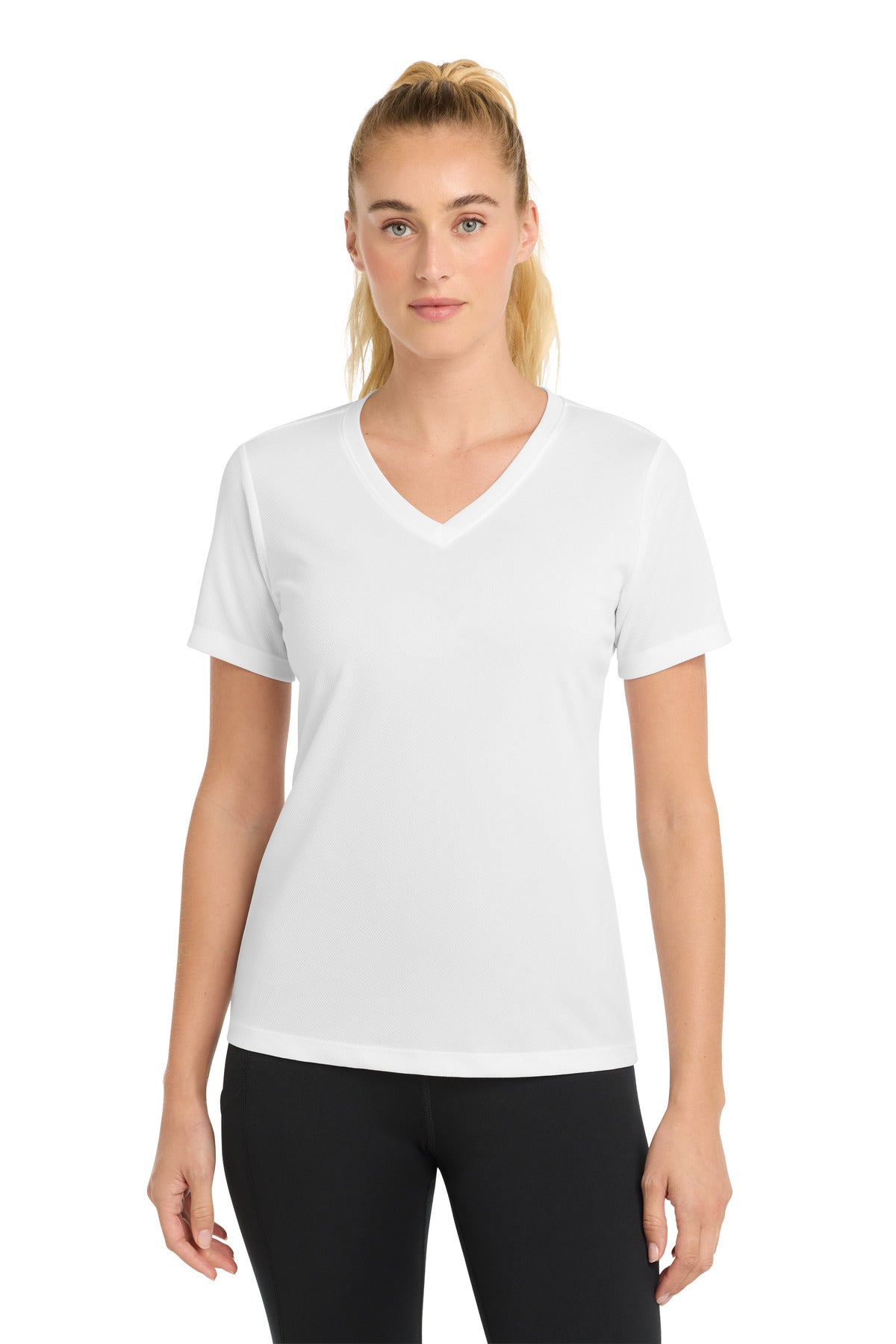 Custom Embroidery or DTF Print - Sport-Tek ®  Women's PosiCharge ®  RacerMesh ®  V-Neck Tee. LST340