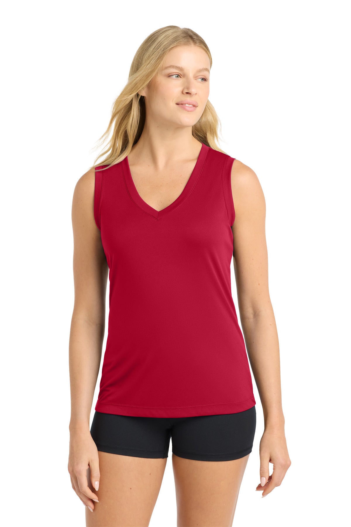 Custom Embroidery or DTF Print - Sport-Tek ®  Women's Sleeveless PosiCharge ®  Competitor™ V-Neck Tee. LST352