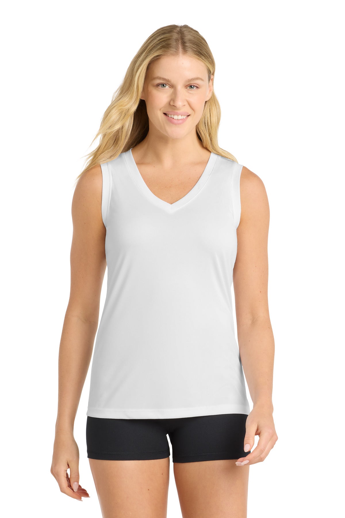 Custom Embroidery or DTF Print - Sport-Tek ®  Women's Sleeveless PosiCharge ®  Competitor™ V-Neck Tee. LST352