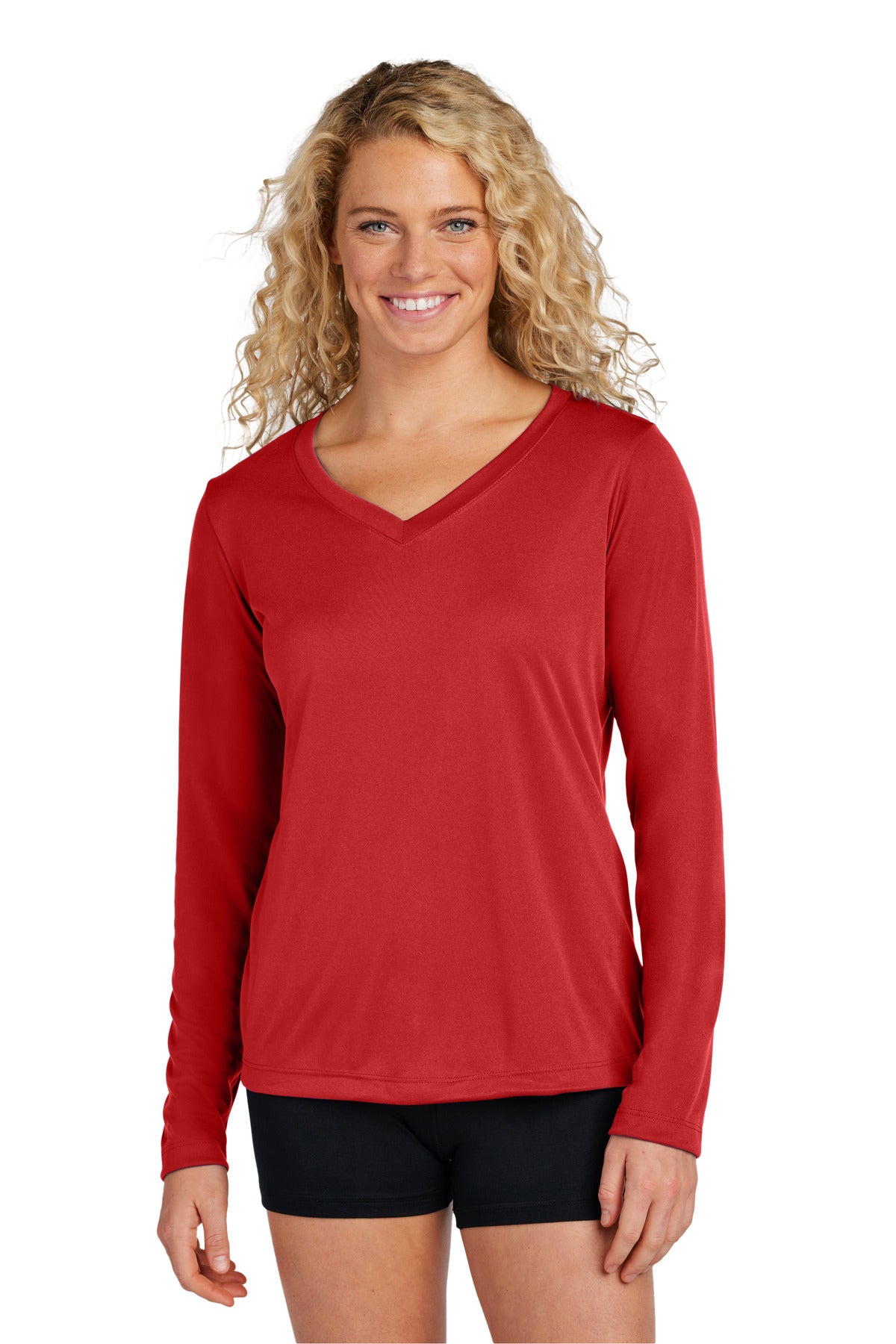 Custom Embroidered - Sport-Tek® Ladies Long Sleeve PosiCharge® Competitor™ V-Neck Tee. LST353LS