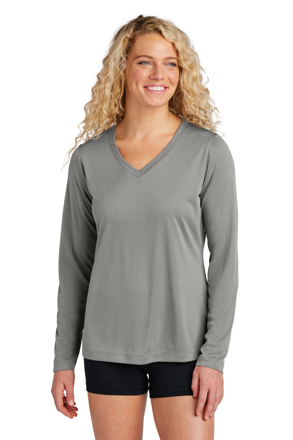 Custom Embroidered - Sport-Tek® Ladies Long Sleeve PosiCharge® Competitor™ V-Neck Tee. LST353LS