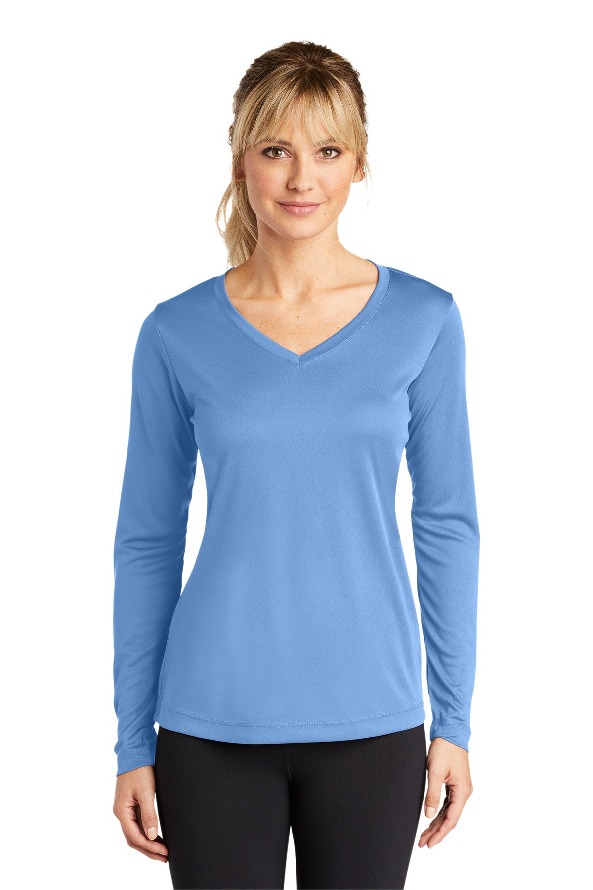 Custom Embroidered - Sport-Tek® Ladies Long Sleeve PosiCharge® Competitor™ V-Neck Tee. LST353LS