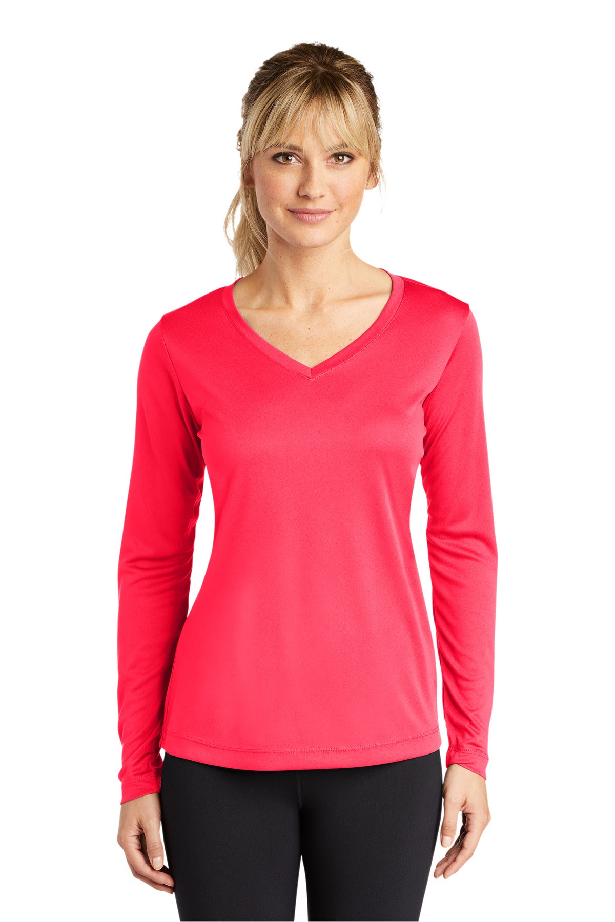 Custom Embroidered - Sport-Tek® Ladies Long Sleeve PosiCharge® Competitor™ V-Neck Tee. LST353LS