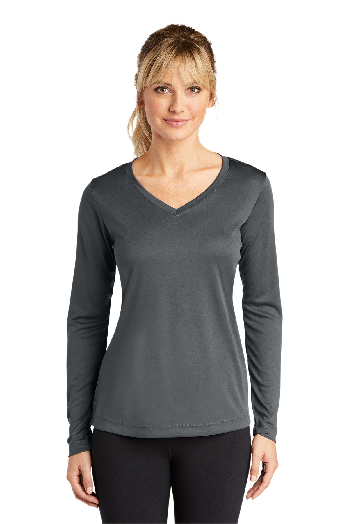 Custom Embroidered - Sport-Tek® Ladies Long Sleeve PosiCharge® Competitor™ V-Neck Tee. LST353LS