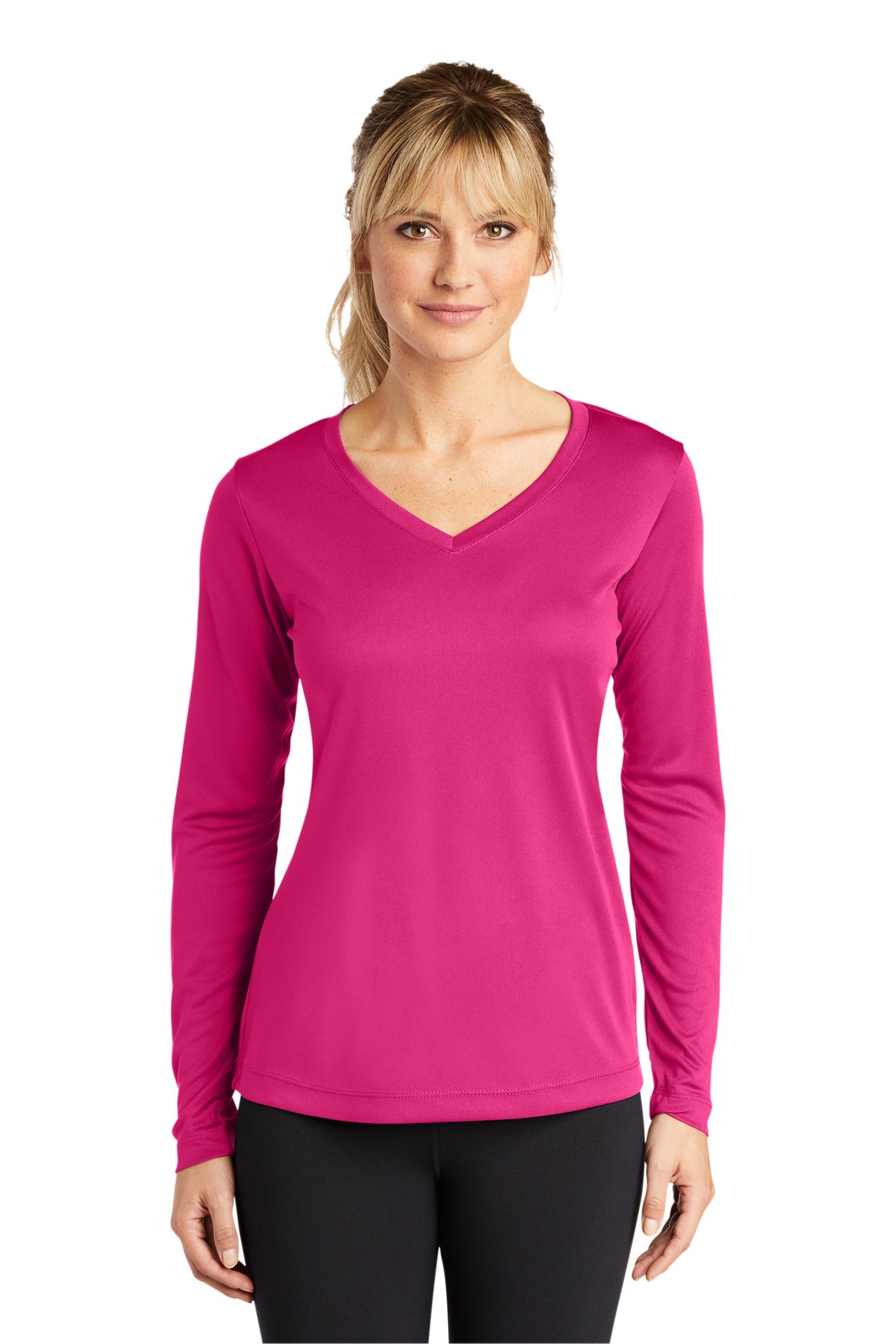 Custom Embroidered - Sport-Tek® Ladies Long Sleeve PosiCharge® Competitor™ V-Neck Tee. LST353LS