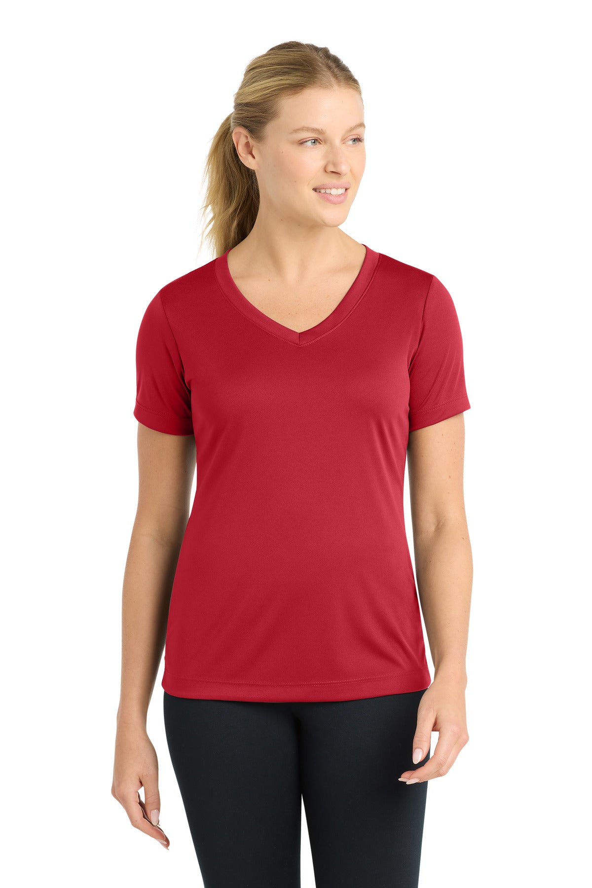 Custom Embroidery or DTF Print - Sport-Tek ®  Women's PosiCharge ®  Competitor™ V-Neck Tee. LST353