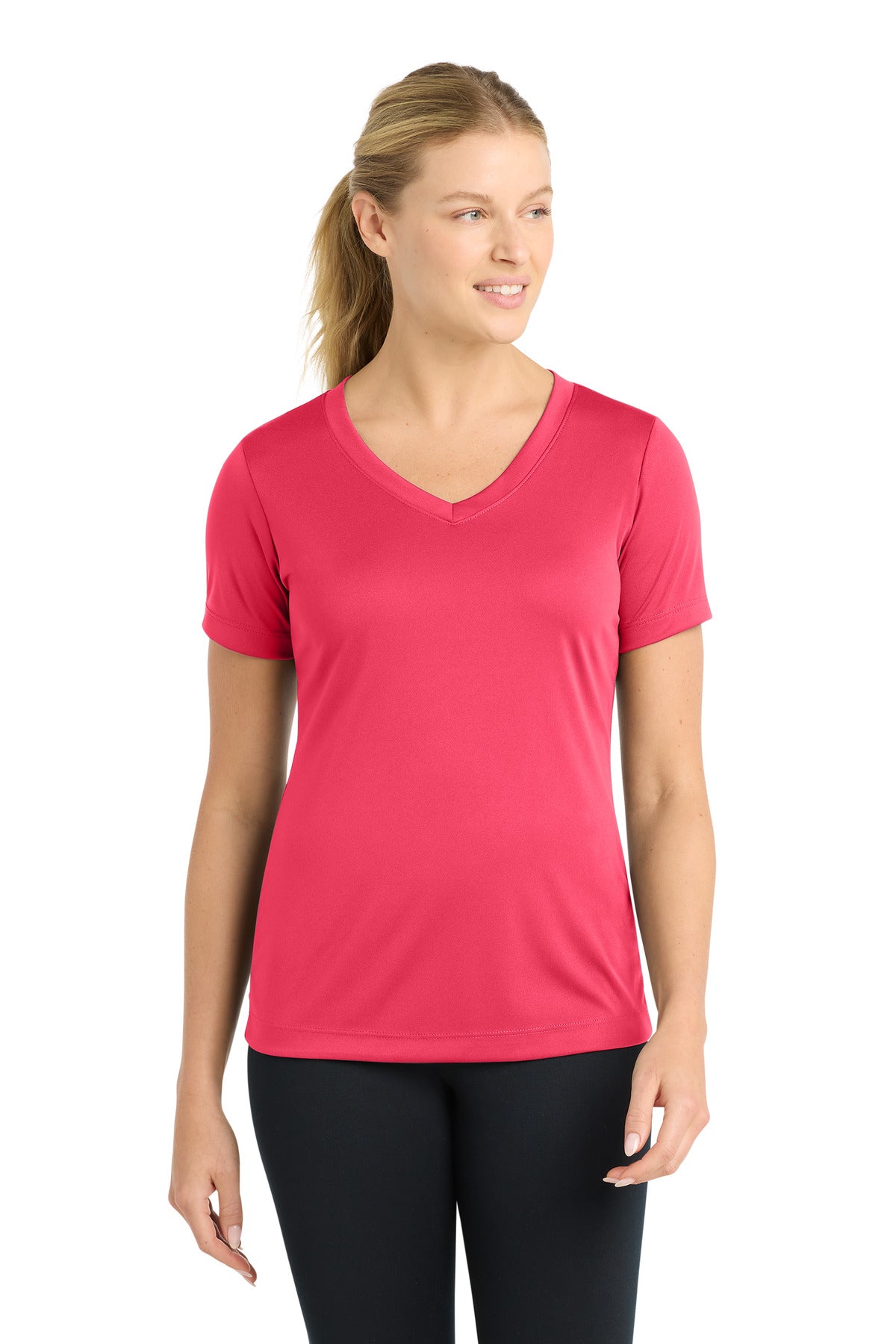 Custom Embroidery or DTF Print - Sport-Tek ®  Women's PosiCharge ®  Competitor™ V-Neck Tee. LST353
