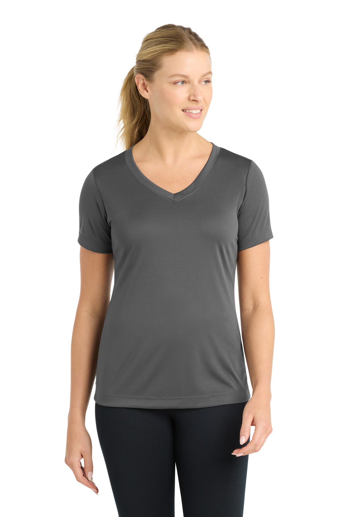 Custom Embroidery or DTF Print - Sport-Tek ®  Women's PosiCharge ®  Competitor™ V-Neck Tee. LST353