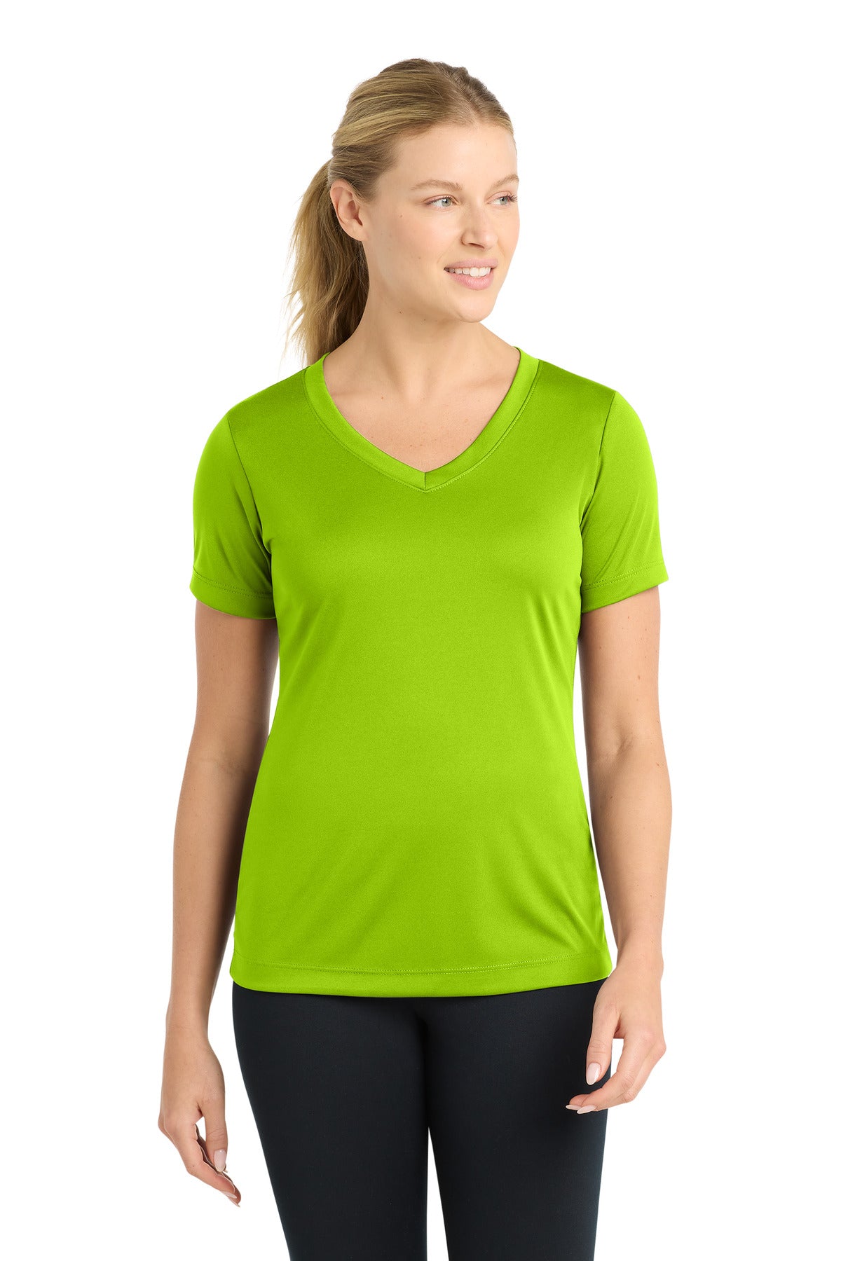 Custom Embroidery or DTF Print - Sport-Tek ®  Women's PosiCharge ®  Competitor™ V-Neck Tee. LST353