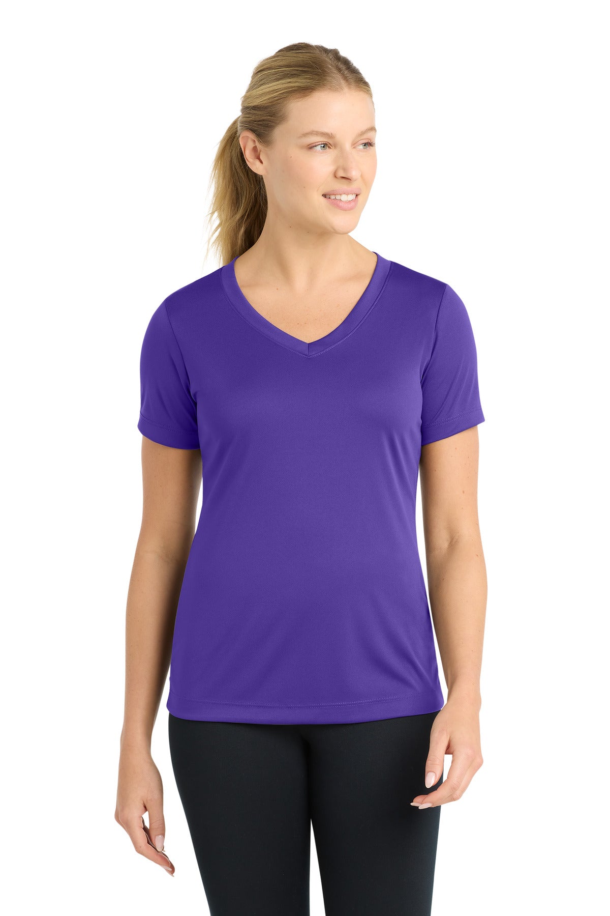 Custom Embroidery or DTF Print - Sport-Tek ®  Women's PosiCharge ®  Competitor™ V-Neck Tee. LST353