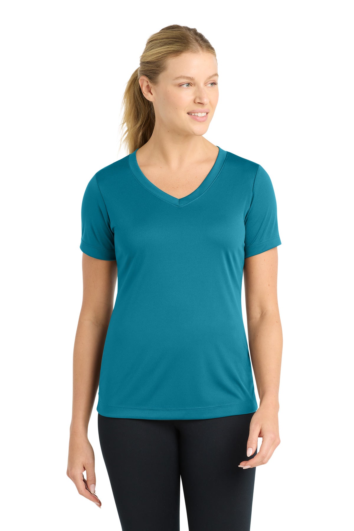 Custom Embroidery or DTF Print - Sport-Tek ®  Women's PosiCharge ®  Competitor™ V-Neck Tee. LST353