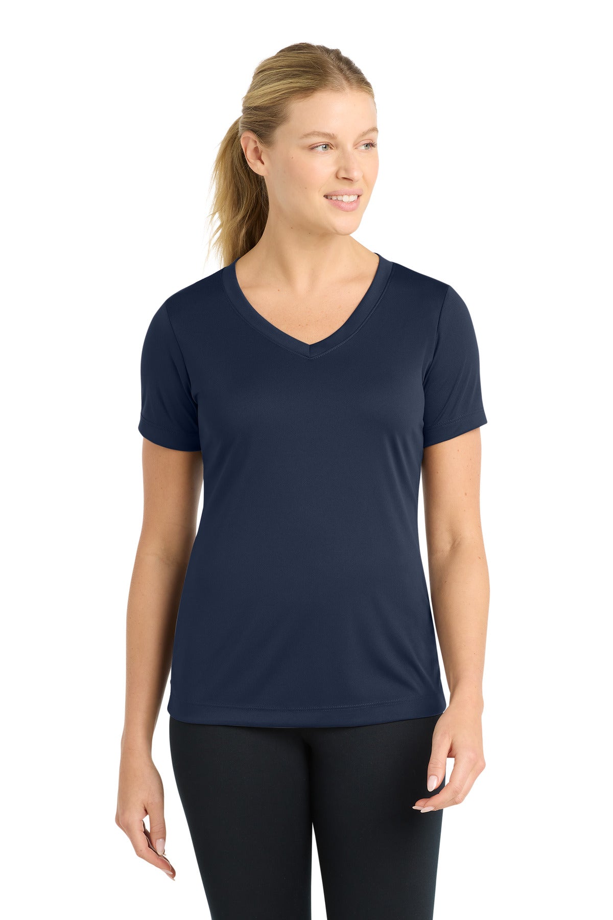 Custom Embroidery or DTF Print - Sport-Tek ®  Women's PosiCharge ®  Competitor™ V-Neck Tee. LST353