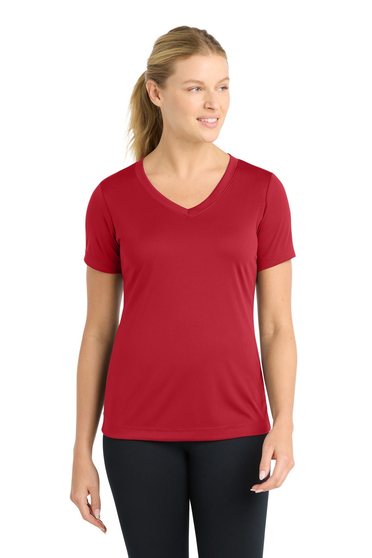 Custom Embroidery or DTF Print - Sport-Tek ®  Women's PosiCharge ®  Competitor™ V-Neck Tee. LST353