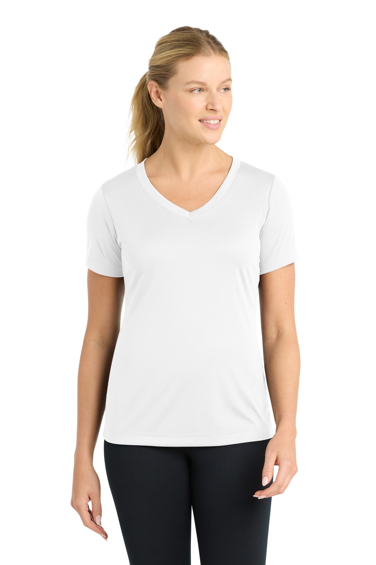 Custom Embroidery or DTF Print - Sport-Tek ®  Women's PosiCharge ®  Competitor™ V-Neck Tee. LST353