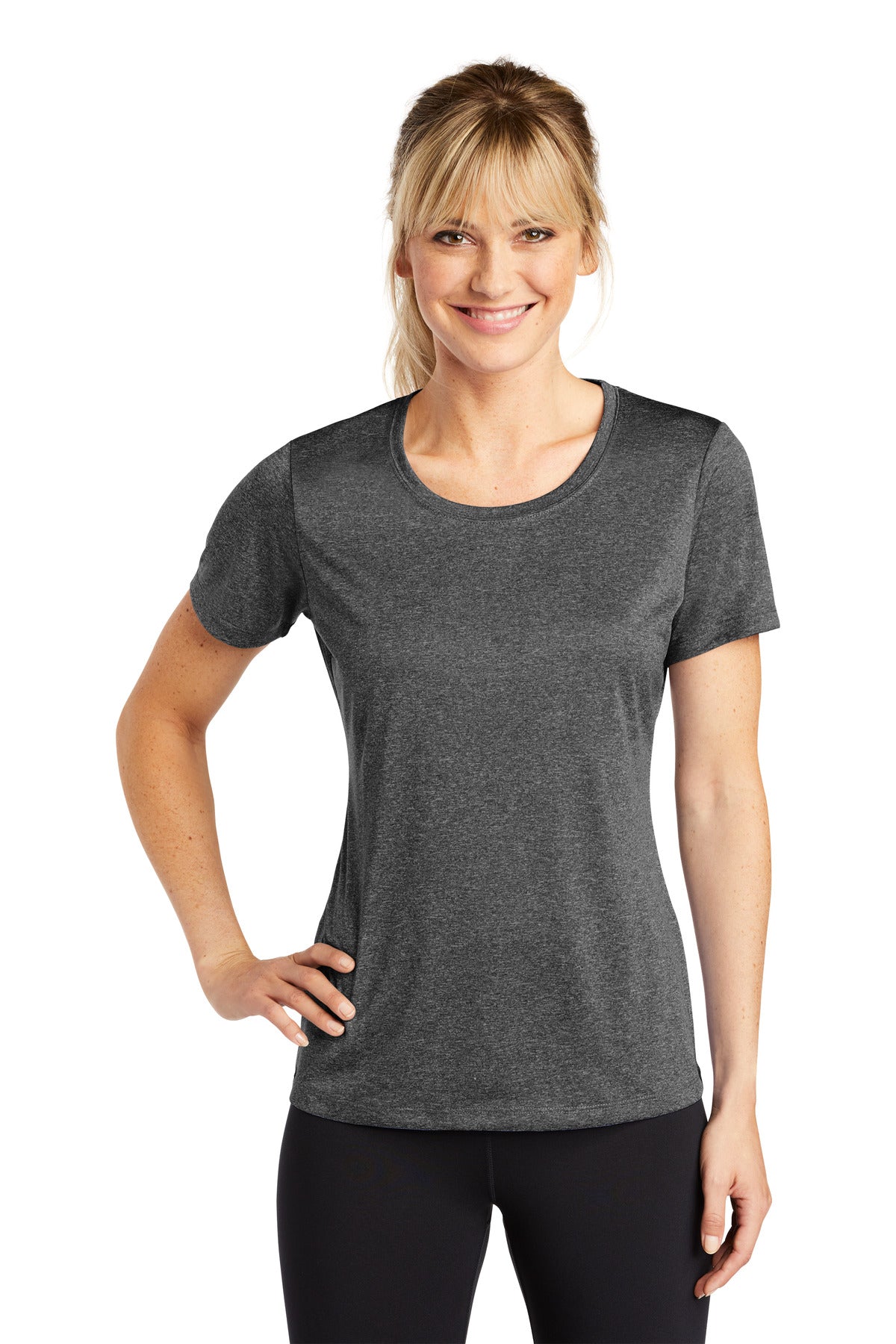 Custom Embroidered - Sport-Tek® Ladies Heather Contender™ Scoop Neck Tee. LST360