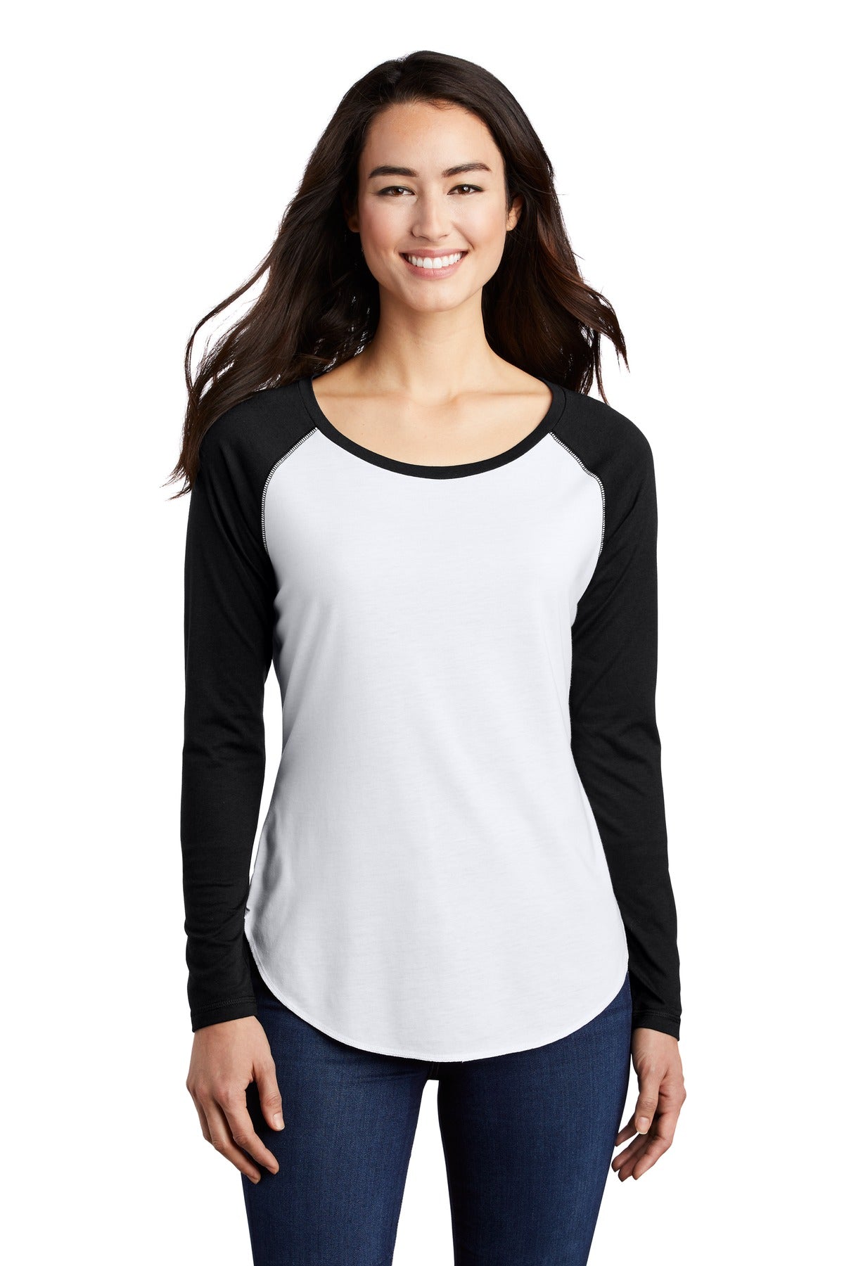 Custom Embroidered - Sport-Tek ® Ladies PosiCharge ® Long Sleeve Tri-Blend Wicking Scoop Neck Raglan Tee LST400LS