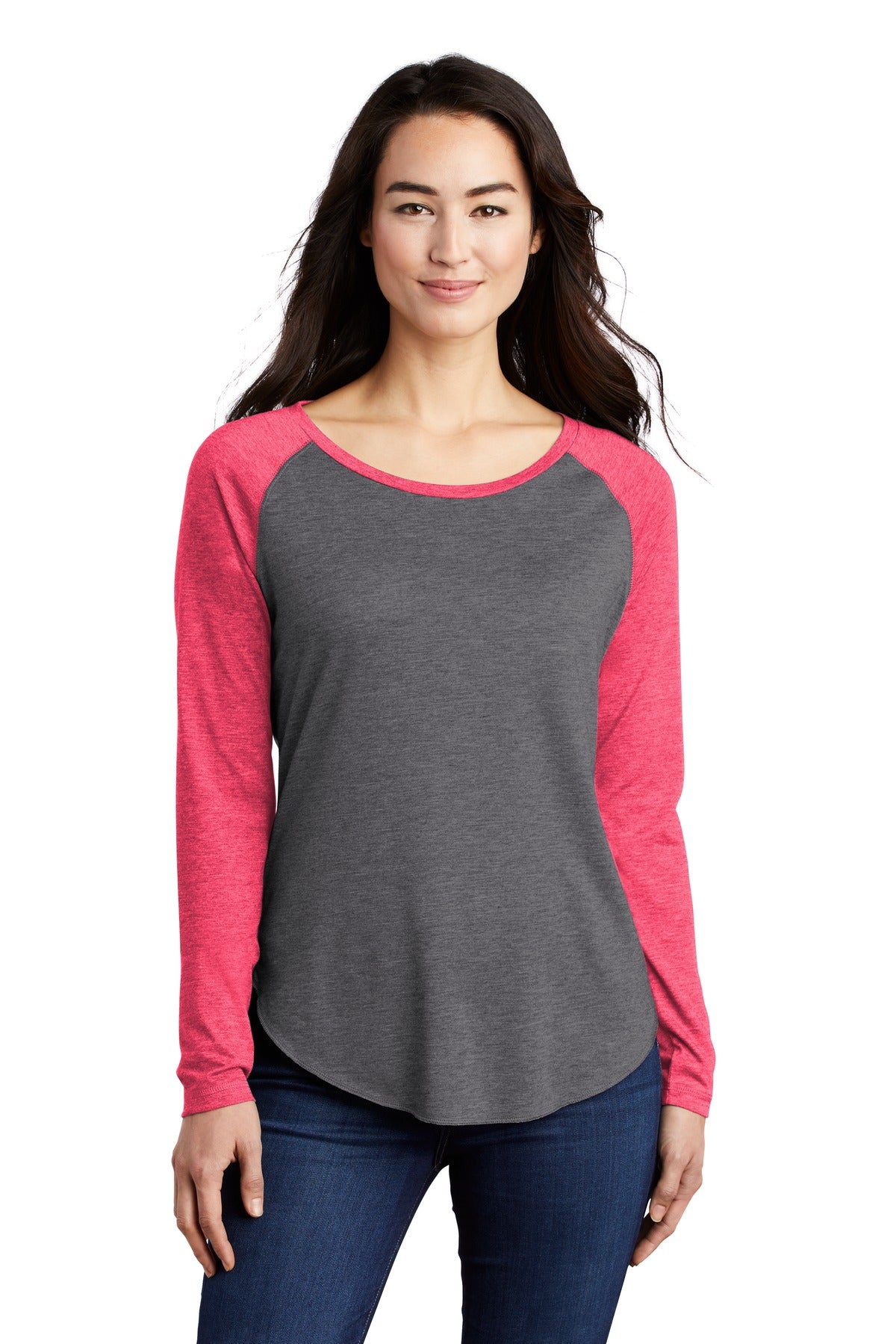 Custom Embroidered - Sport-Tek ® Ladies PosiCharge ® Long Sleeve Tri-Blend Wicking Scoop Neck Raglan Tee LST400LS