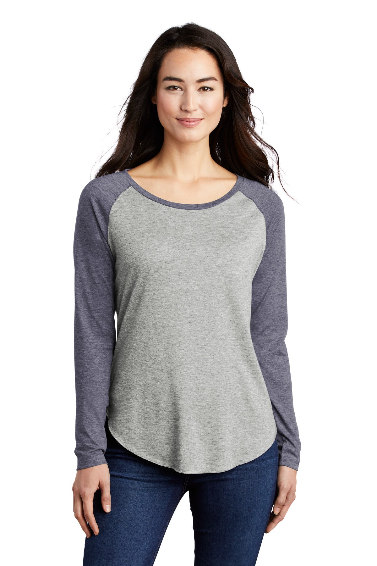 Custom Embroidered - Sport-Tek ® Ladies PosiCharge ® Long Sleeve Tri-Blend Wicking Scoop Neck Raglan Tee LST400LS