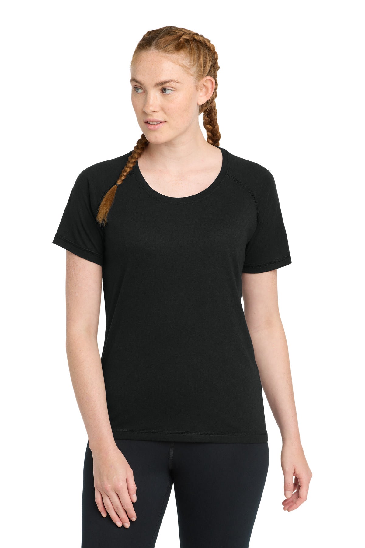 Custom Embroidery or DTF Print - Sport-Tek  ®  Women's PosiCharge  ®  Tri-Blend Wicking Scoop Neck Raglan Tee. LST400
