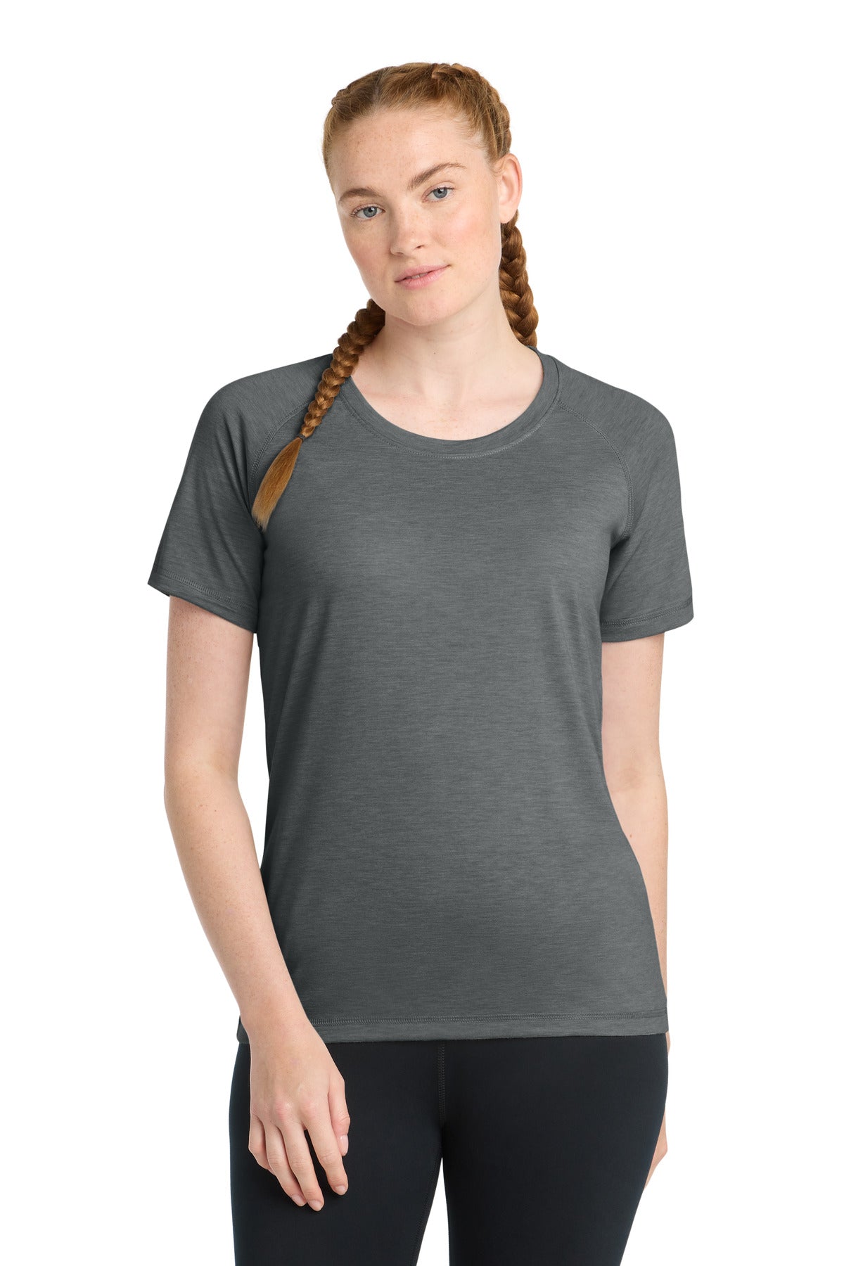 Custom Embroidery or DTF Print - Sport-Tek  ®  Women's PosiCharge  ®  Tri-Blend Wicking Scoop Neck Raglan Tee. LST400