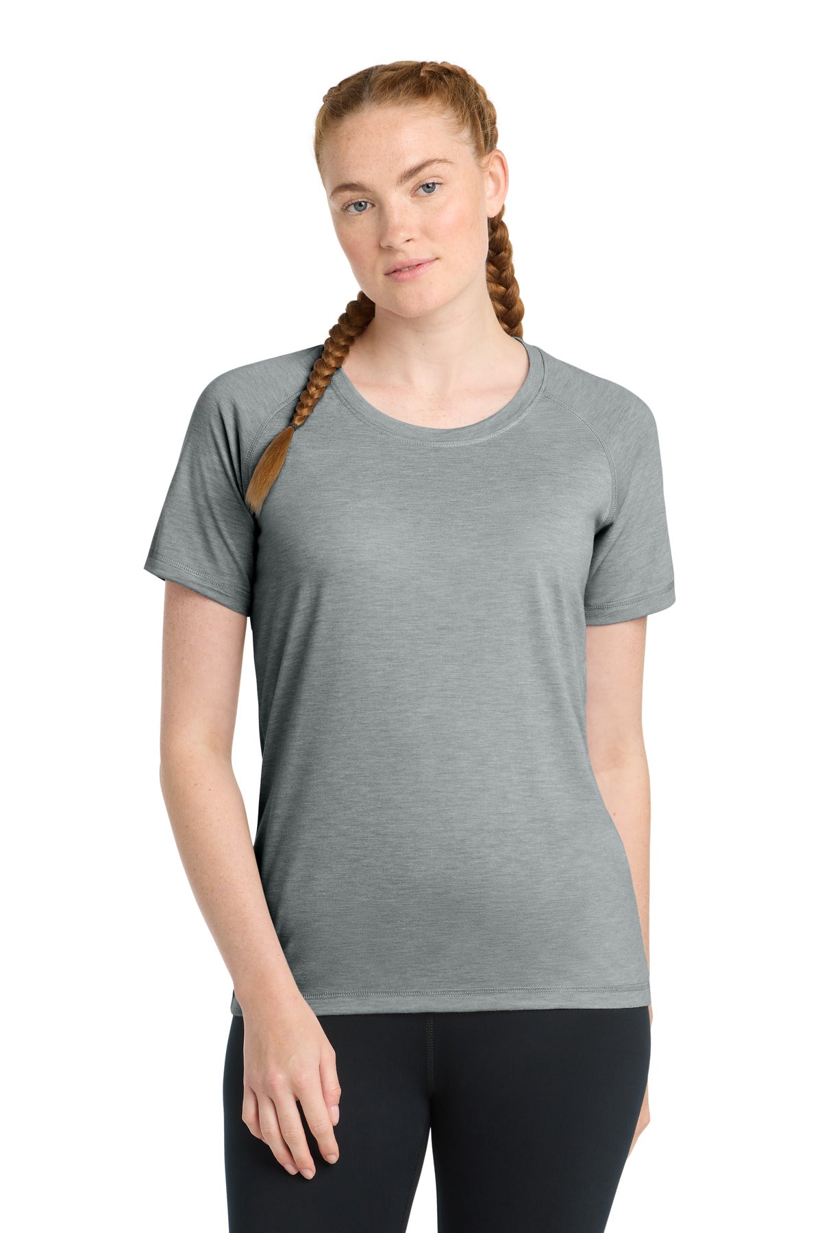 Custom Embroidery or DTF Print - Sport-Tek  ®  Women's PosiCharge  ®  Tri-Blend Wicking Scoop Neck Raglan Tee. LST400