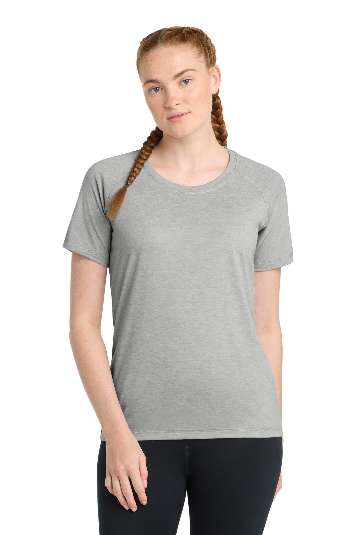Custom Embroidery or DTF Print - Sport-Tek  ®  Women's PosiCharge  ®  Tri-Blend Wicking Scoop Neck Raglan Tee. LST400