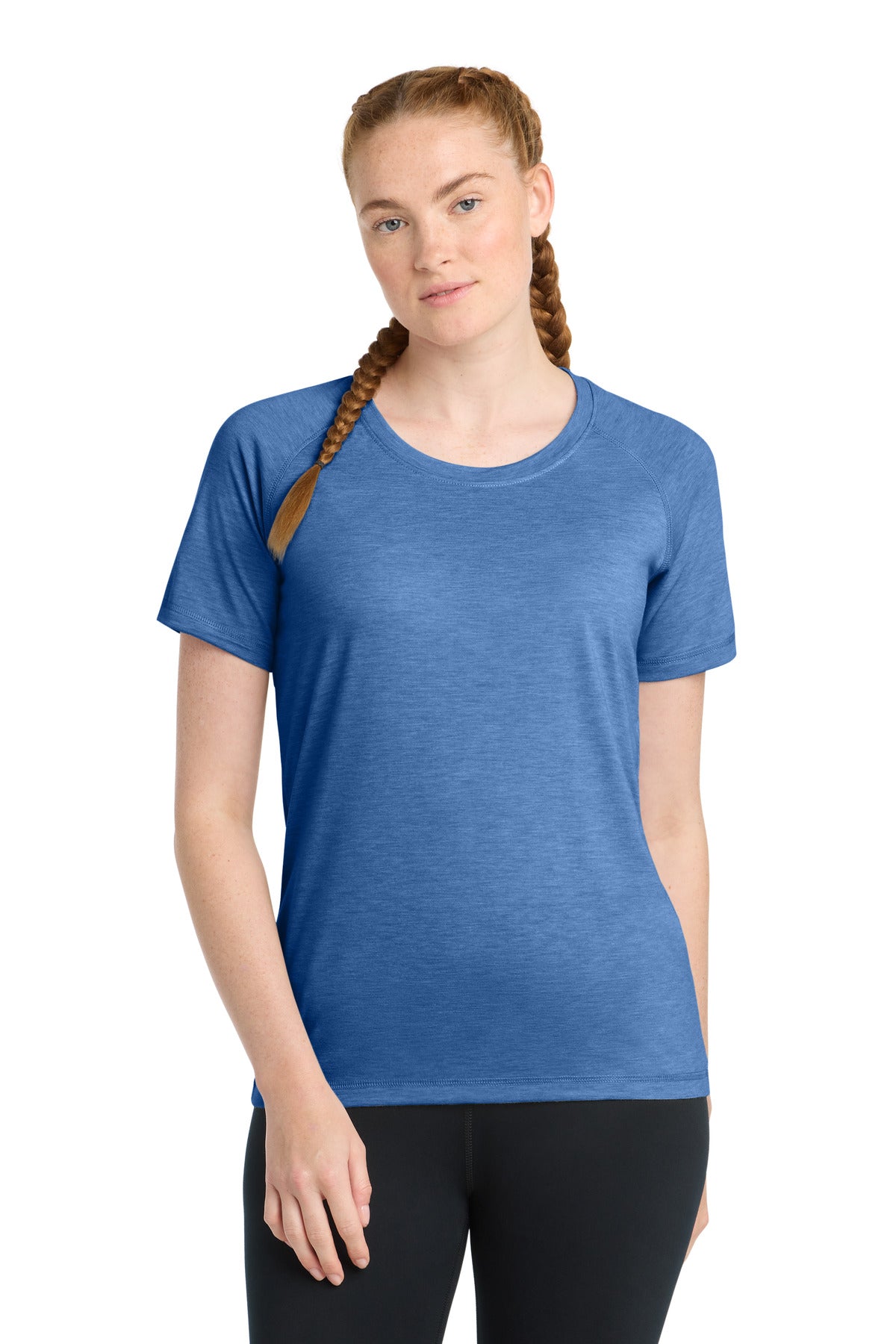 Custom Embroidery or DTF Print - Sport-Tek  ®  Women's PosiCharge  ®  Tri-Blend Wicking Scoop Neck Raglan Tee. LST400