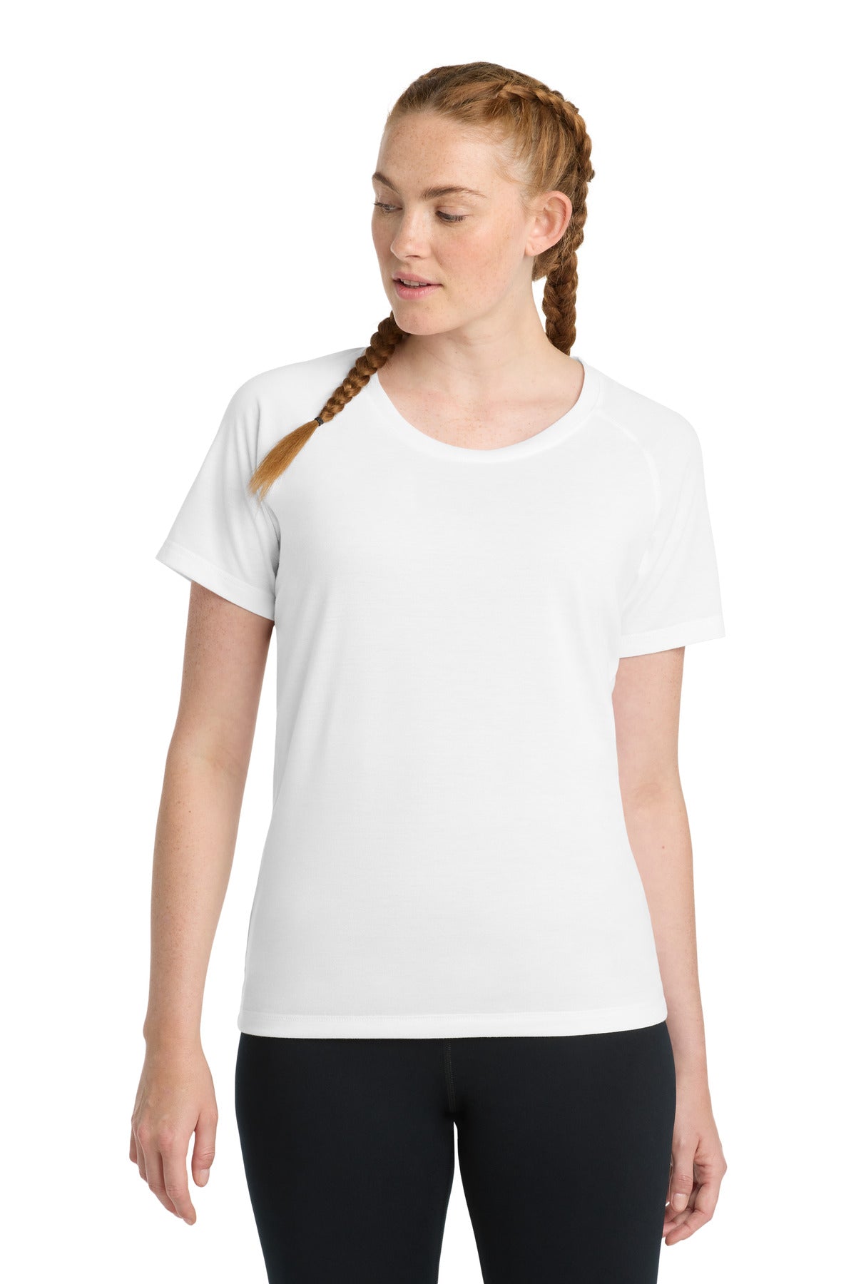Custom Embroidery or DTF Print - Sport-Tek  ®  Women's PosiCharge  ®  Tri-Blend Wicking Scoop Neck Raglan Tee. LST400