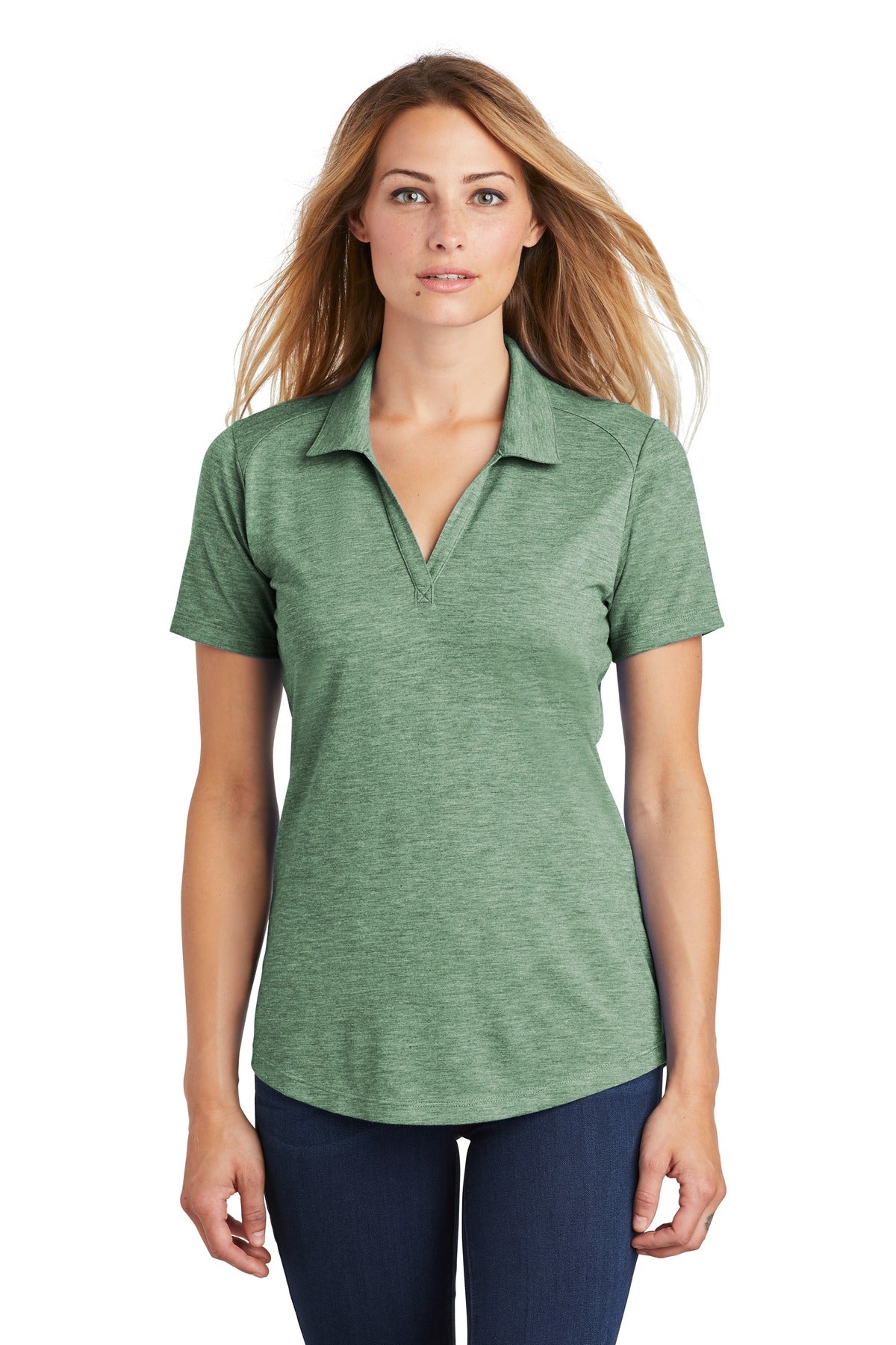 Custom Embroidered - Sport-Tek ® Ladies PosiCharge ® Tri-Blend Wicking Polo. LST405