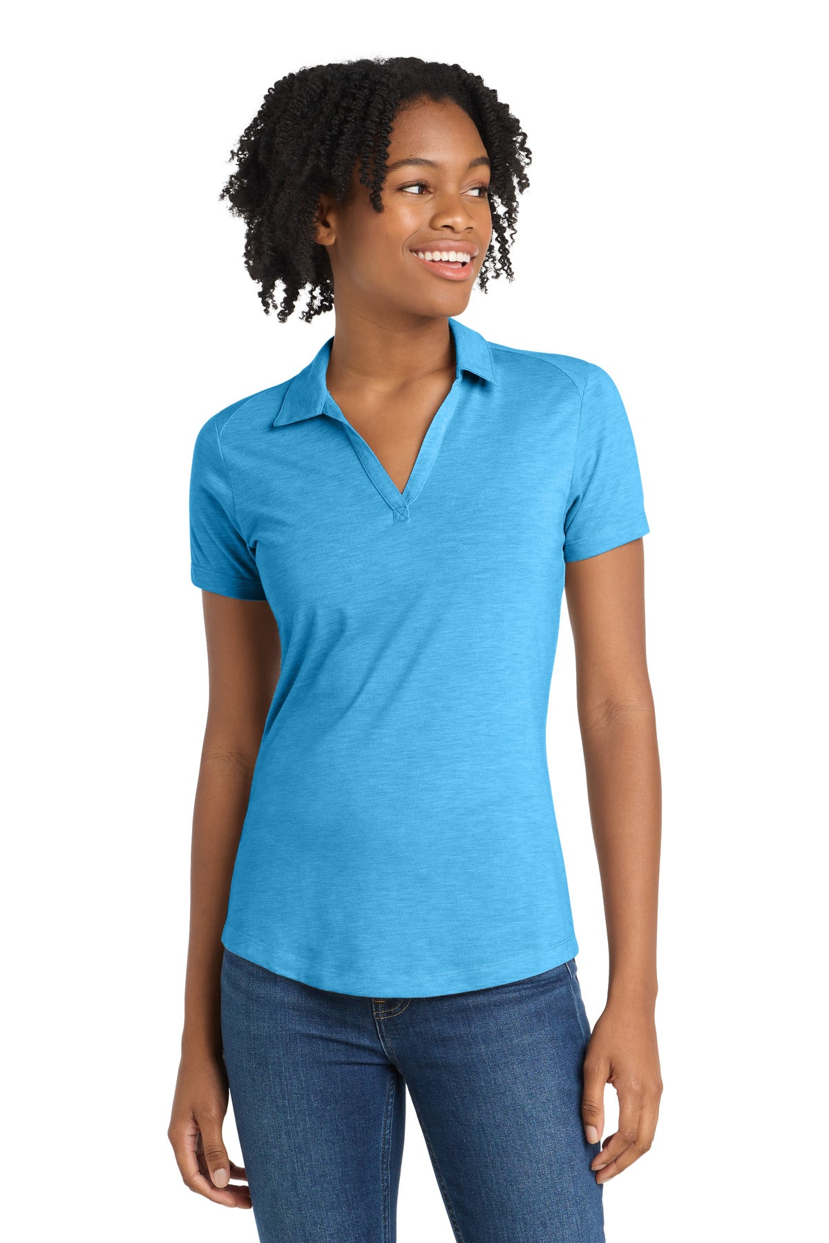 Custom Embroidery or DTF Print - Sport-Tek  ®  Women's PosiCharge  ®  Tri-Blend Wicking Polo. LST405